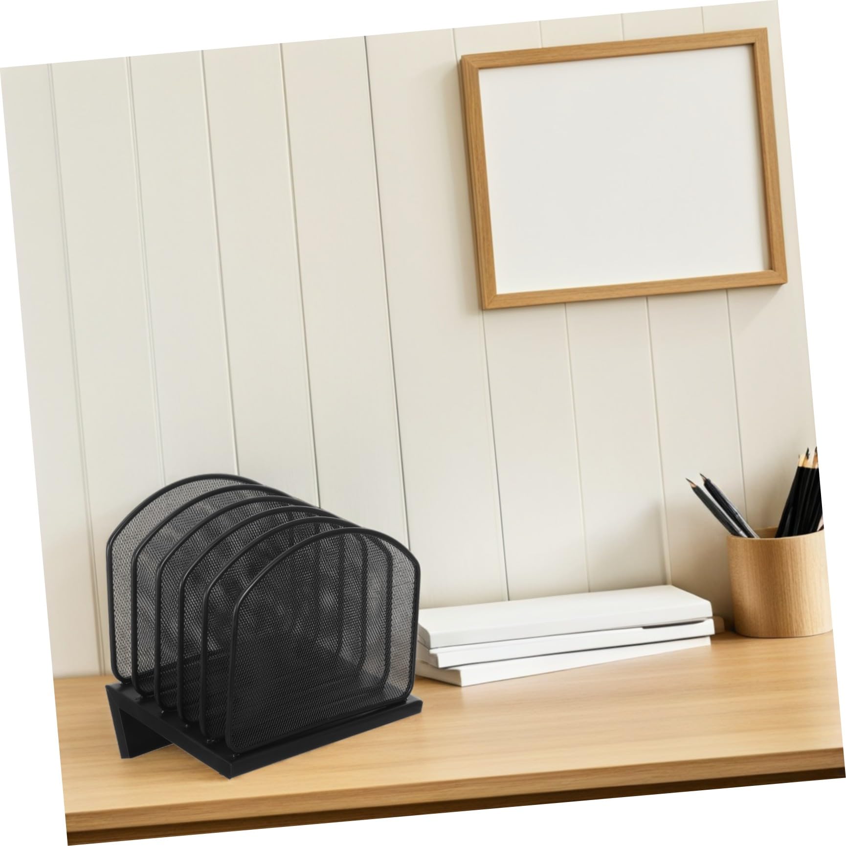 SECFOU Organizzatore Scrivania Verticale in Metallo con Scomparti Multipli Porta Documenti e Cartelle per Ufficio Casa e Studio Design Moderno e Funzionale