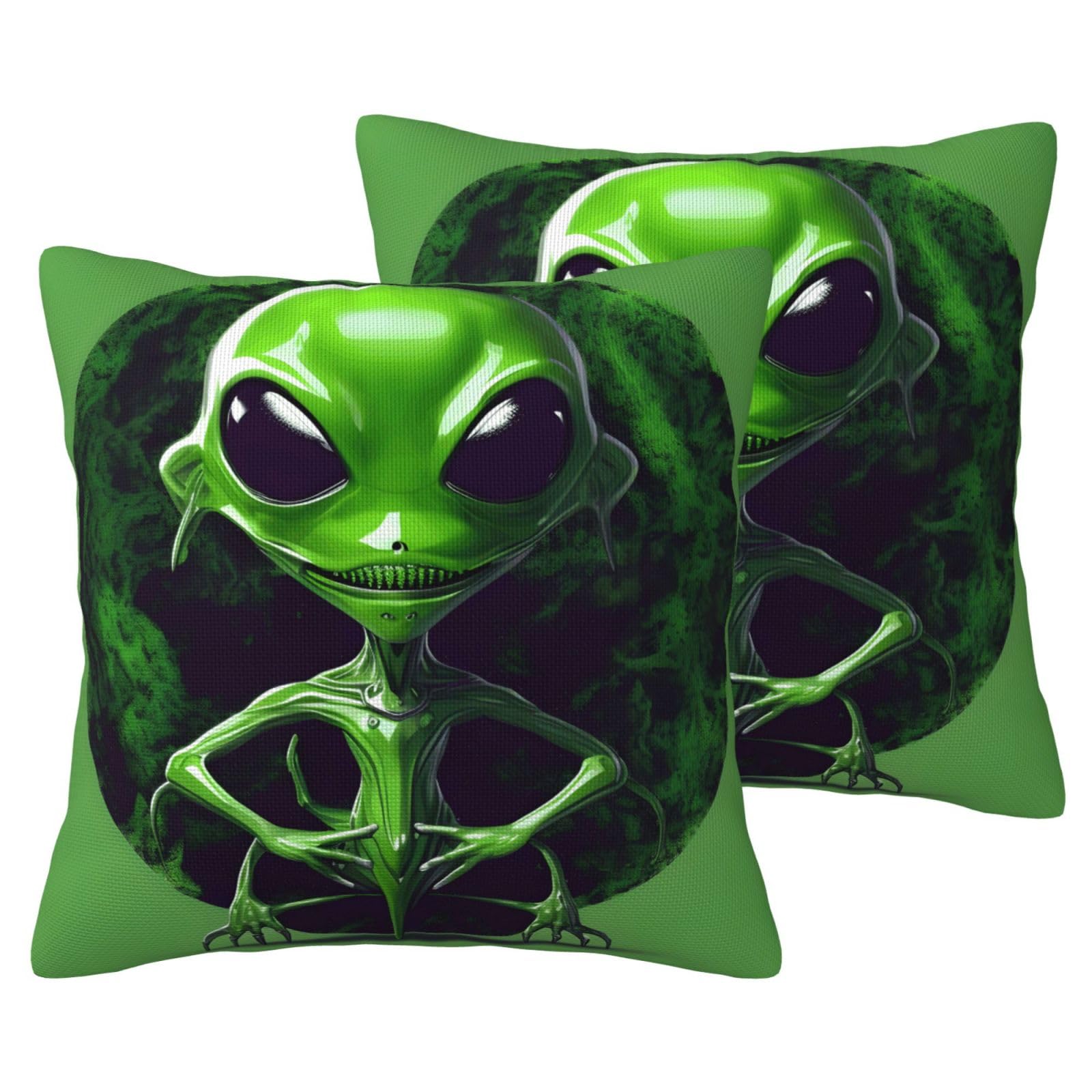 Housse de coussin extraterrestre vert lot de 2 aux finitions soignées