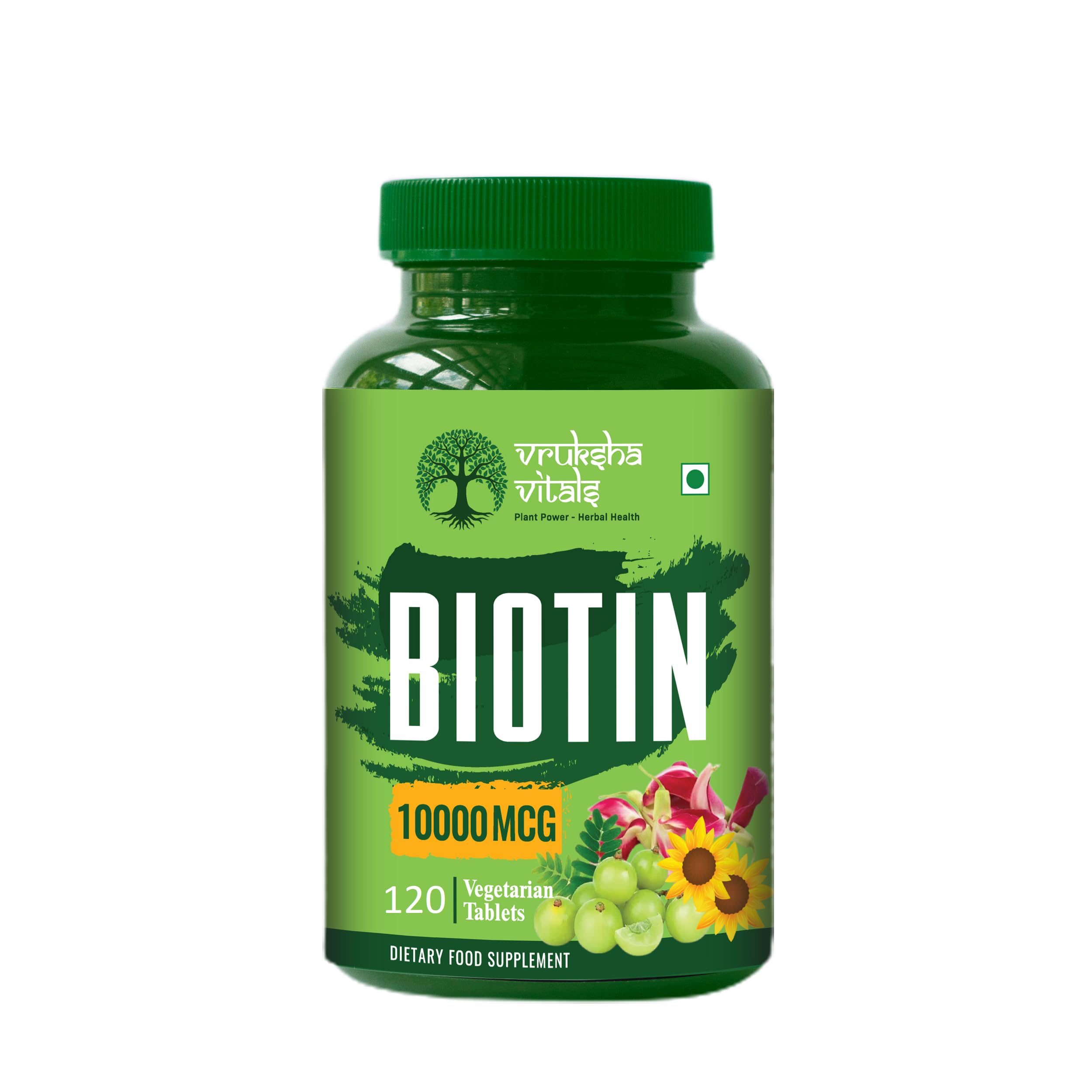Vruksha Vitals Biotin 120 tablets - 10000 mcg per tablet - Biotin capsules/powder - Plant based 10000mcg for Hair Growth, Nails and Skin (B0CC9X5TFJ) Amazon Price History, Amazon Price Tracker