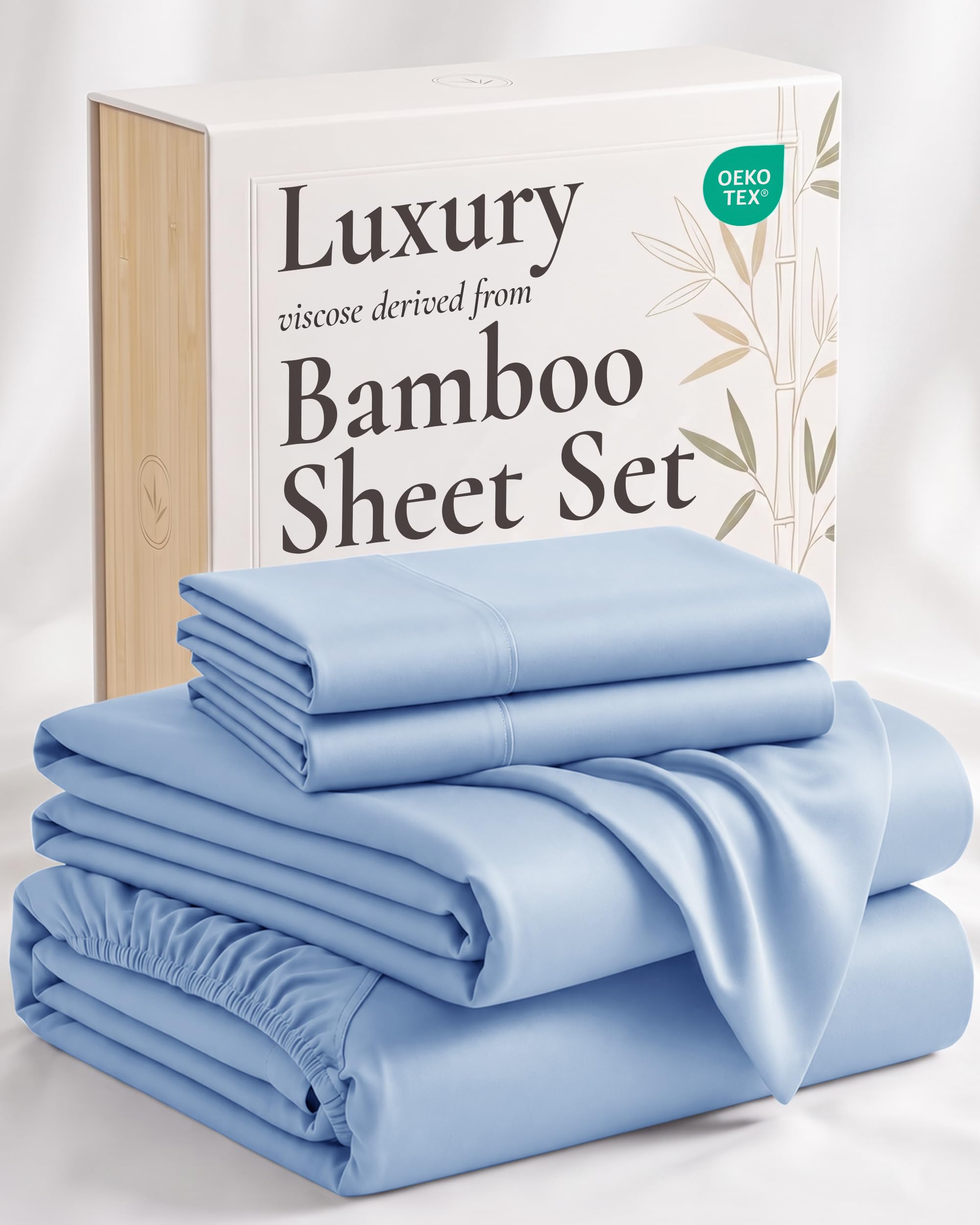 Photo 1 of Hotel Sheets Direct Queen Bamboo Sheet Set - Light Blue