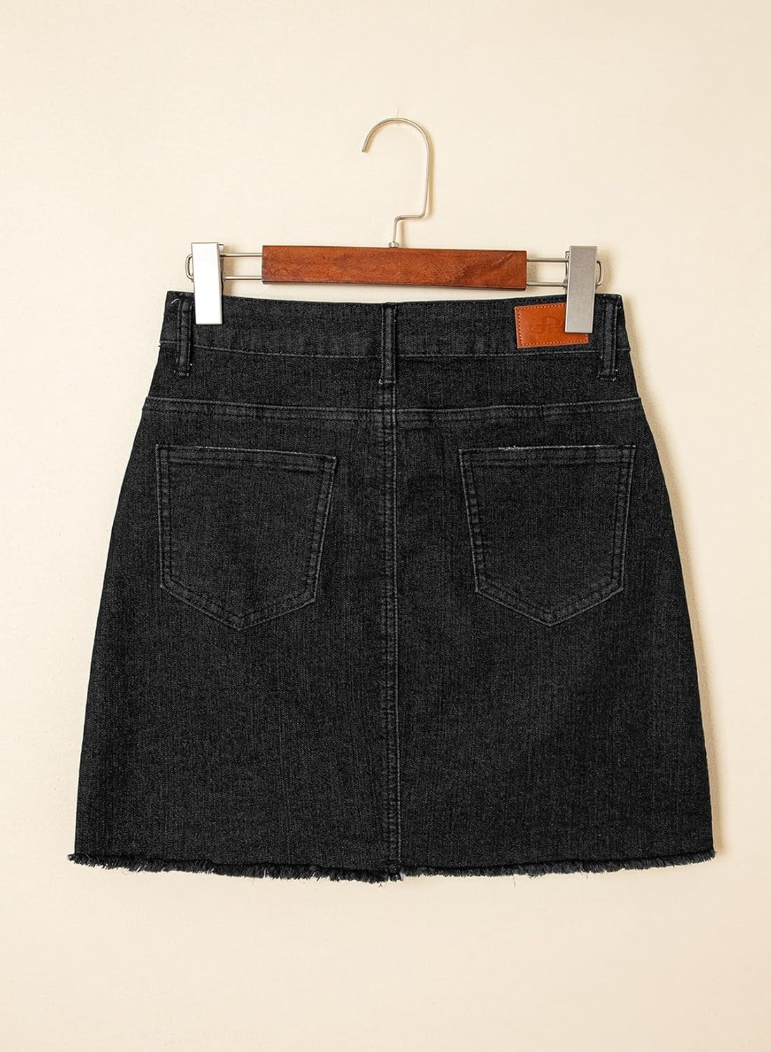 Sidefeel Women's Jean Skirt Stretchy Ripped Frayed Button Fly Summer Denim Skirt - Image 7