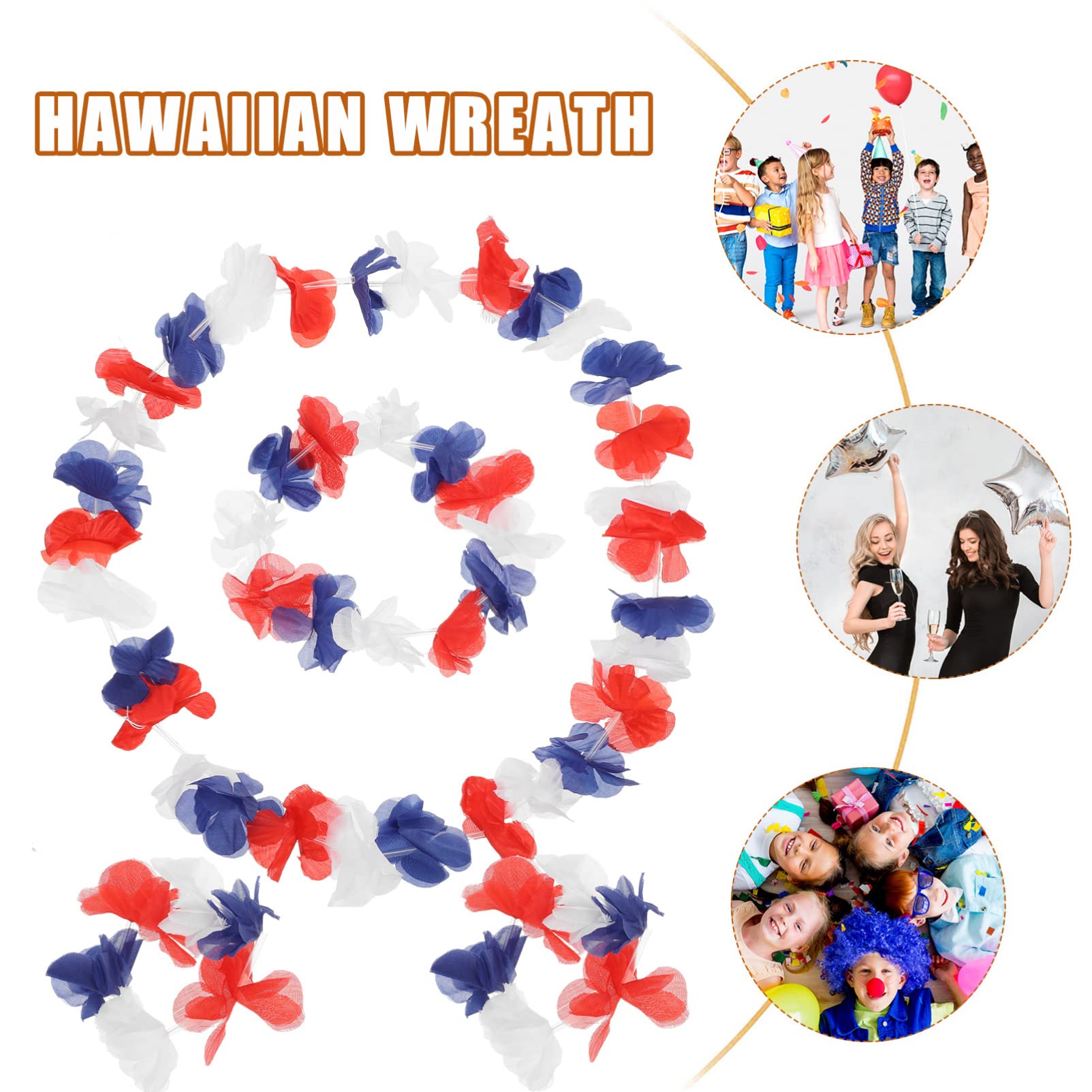 Ciieeo 2 Sätze Hawaiianische Lei Tiki Party Kostüm Girlande Lüfter Hula Hawaii Kopfschmuck Hawaii Accessoires Blumenring Room Decoration Leis-kit Hawaii Blumenarmbänder Stoff 72 Stück * 2