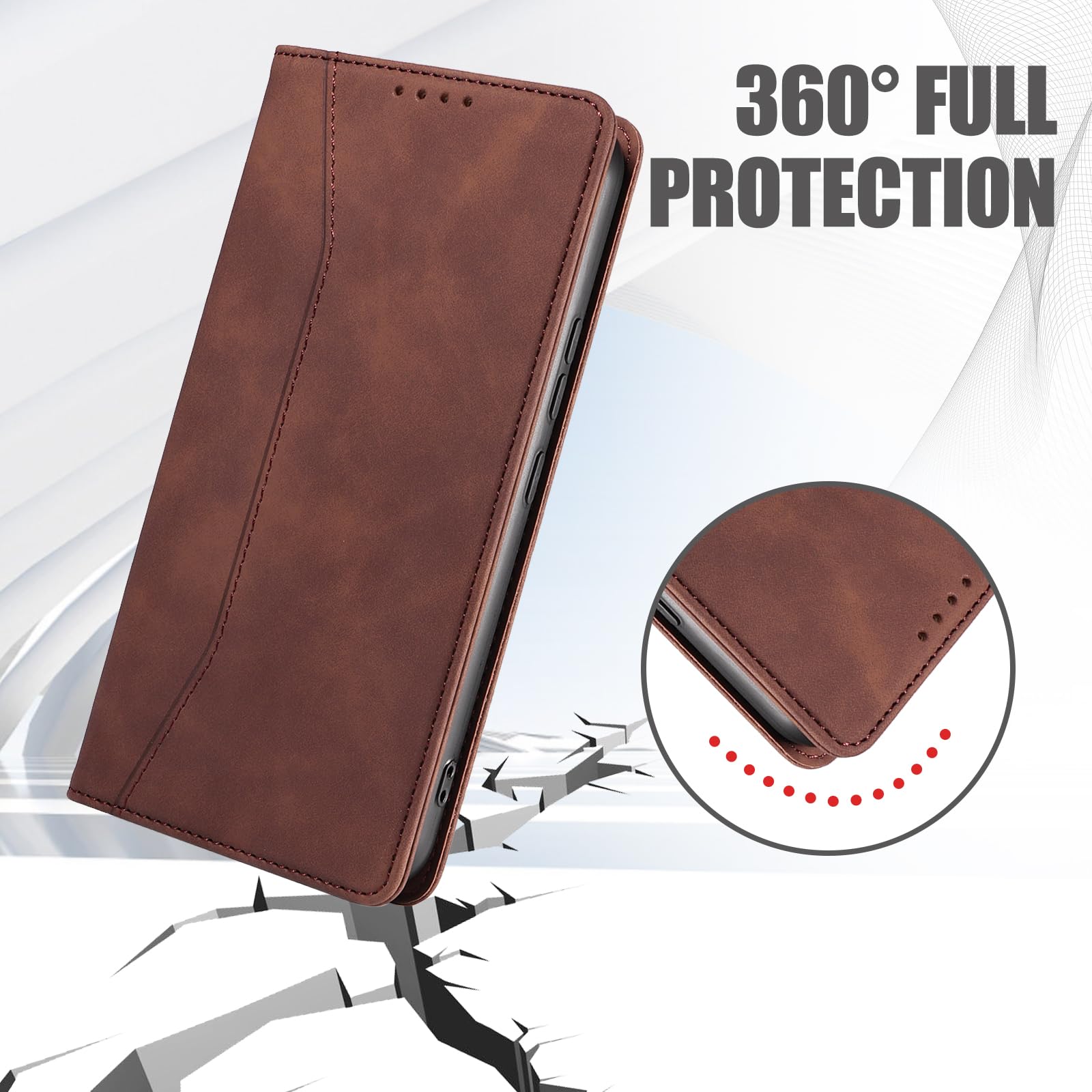 Custodia Portafoglio In Pelle PU Per Huawei P20 Pro - Con Supporto Magnetico, Slot Per Carte E Tasca Porta Banconote (Marrone Scuro)