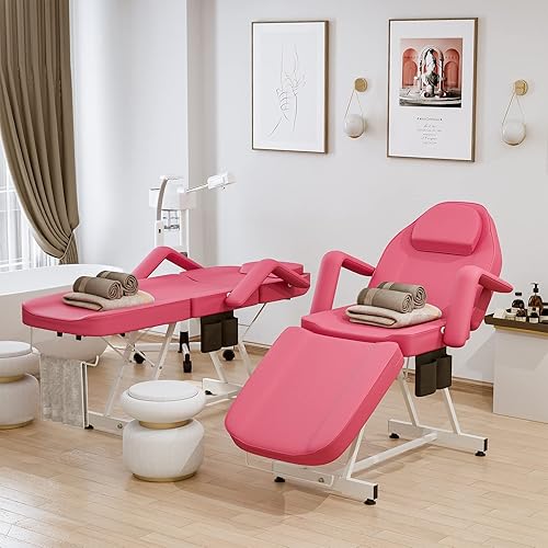 Miniatura 8 de Paddie Cama profesional para tatuajes con bolsillo de almacenamiento, mesa de masaje ajustable con gancho para toalla, silla plegable para clientes