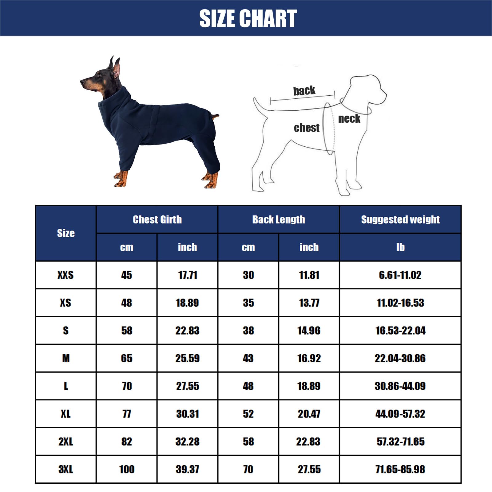 Abrigo De Invierno para Perro con Cremallera Trasera, Cuatro Patas Abrigo De Perro De Lana Caliente Chaqueta De Perro, A Prueba De Viento Chaqueta De Perro De Lana Polar,Dark Blue,XL