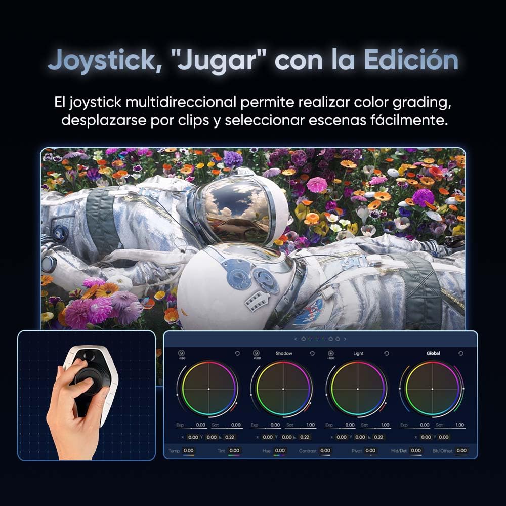 XPPen Pilot Pro - Consola de Edición de Vídeo y Fotografía, Controlador de Joystick Creativa Bluetooth, Uso con Photoshop, Lightroom, Premiere, Davinci, Capcut y más, para Windows/macOS