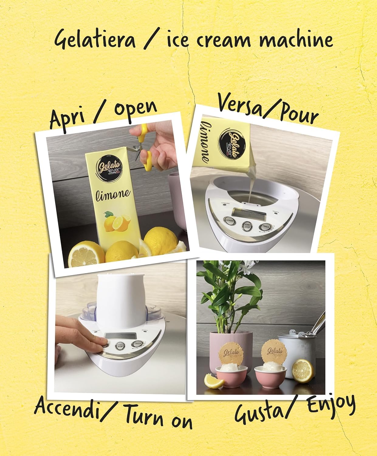 Gelato 4ever - Preparato per Gelato Pronto da Mantecare, Double Pack, Facile da Preparare, Compatibile con Tutte le Macchine per Gelati Come Ninja Creami, Magimix, HKoenig, 1L per Brick, Made in Italy