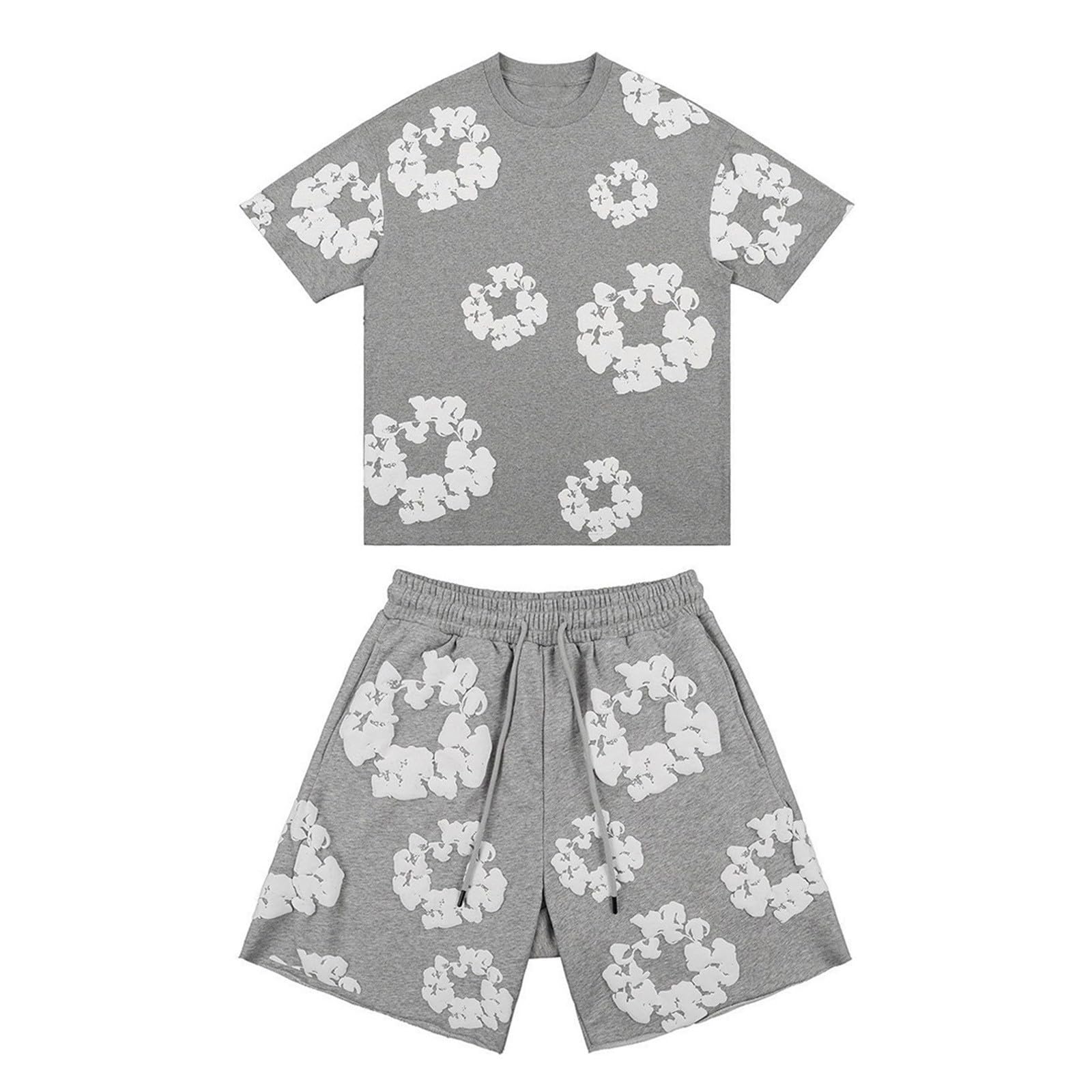 Short Homme d'Été, Léger Imprimé Fleuri avec Poches, Style Y2K Hip Hop Streetwear, Idéal pour Plage, Sport et Loisir