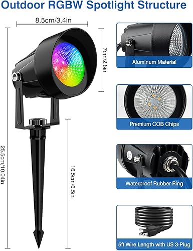 Miniatura 4 de Focos para exteriores, iluminación inteligente RGBW LED que cambia de color con aplicación y control remoto, modo de música, escenas de bricolaje,