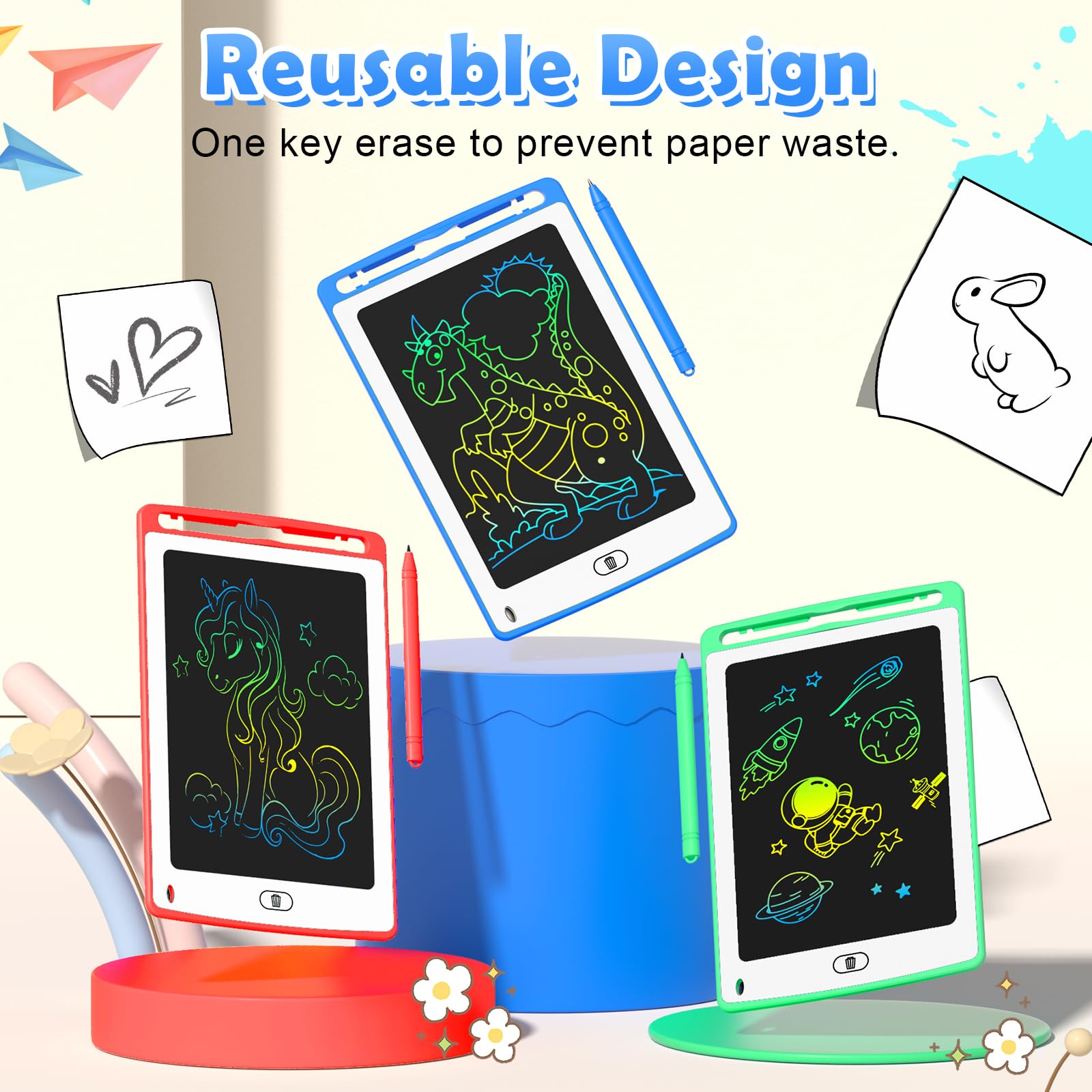 Party Favor LCD Writing Tablet for Kids, 8.5 Inch Colorful Doodle Board Drawing Tablet, Educational Learning Toys Birthday Gifts for Boys Girls Age 3 4 5 6 7 8 (12 Pack) view 5
