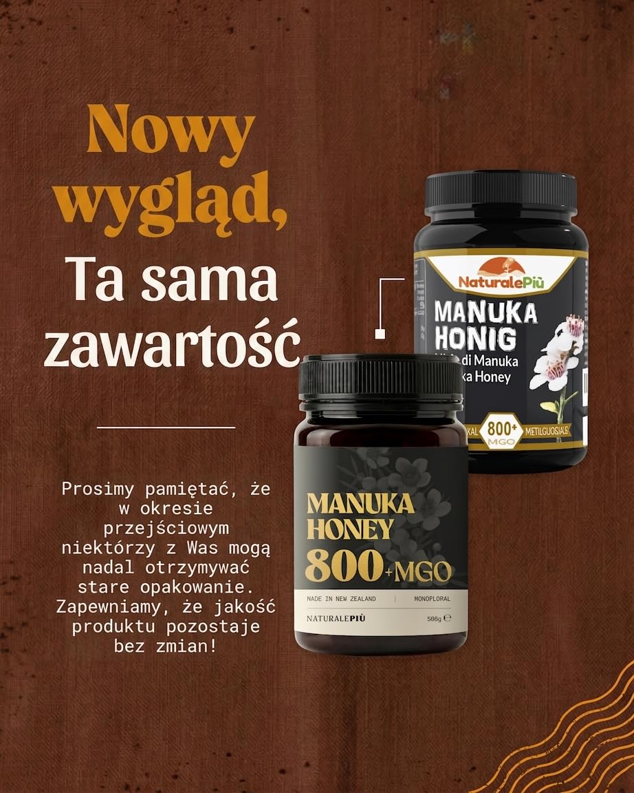 NaturalePiù Miód Manuka 800+ MGO 250g, jednokwiatowy i naturalny