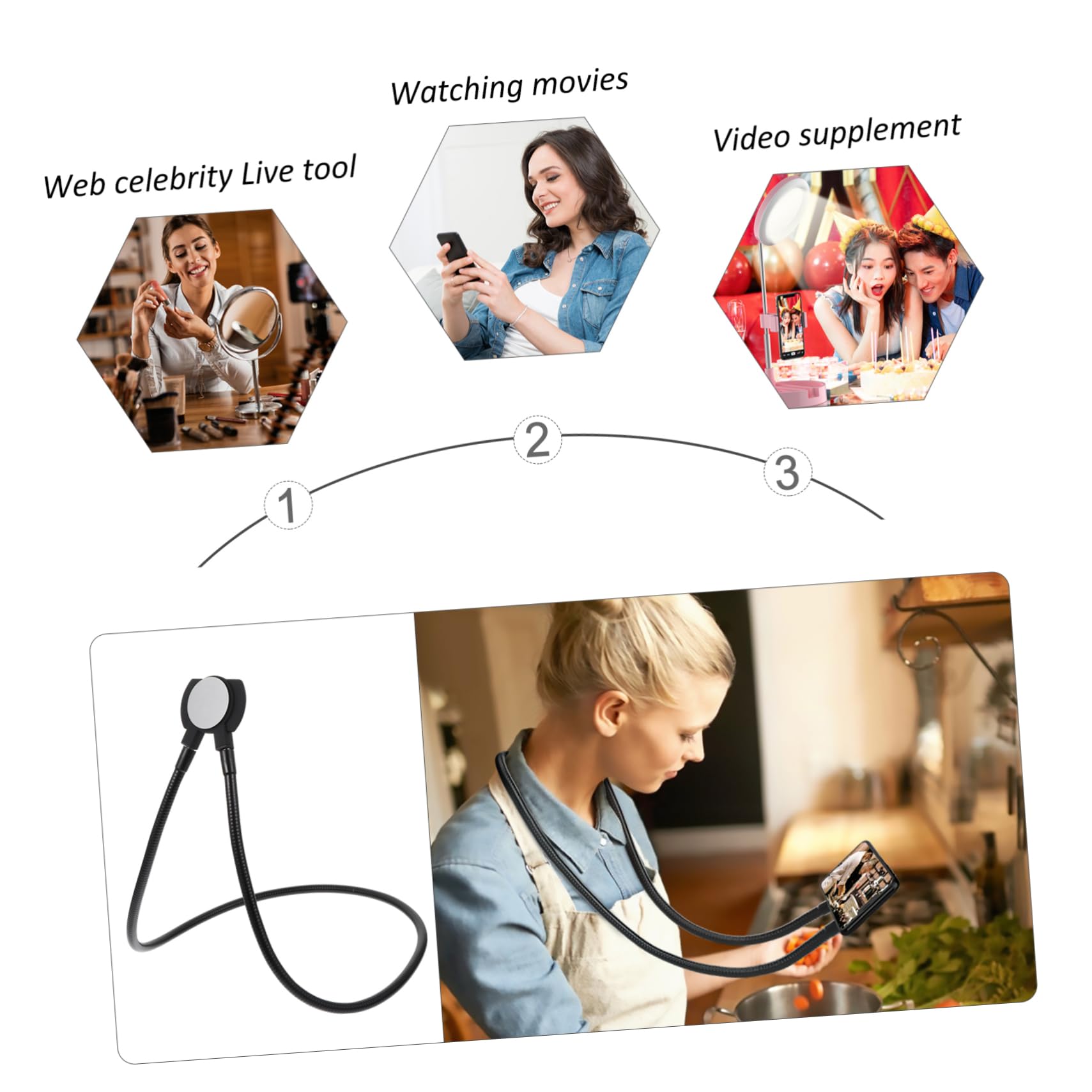 HOMSFOU Supporto per Telefono da Collo Magnetico Rotante Gradi Supporto per Telefono da Tavolo Auto Materiale Metallico Antiscivolo e Antiurto per Telefoni Cellulari