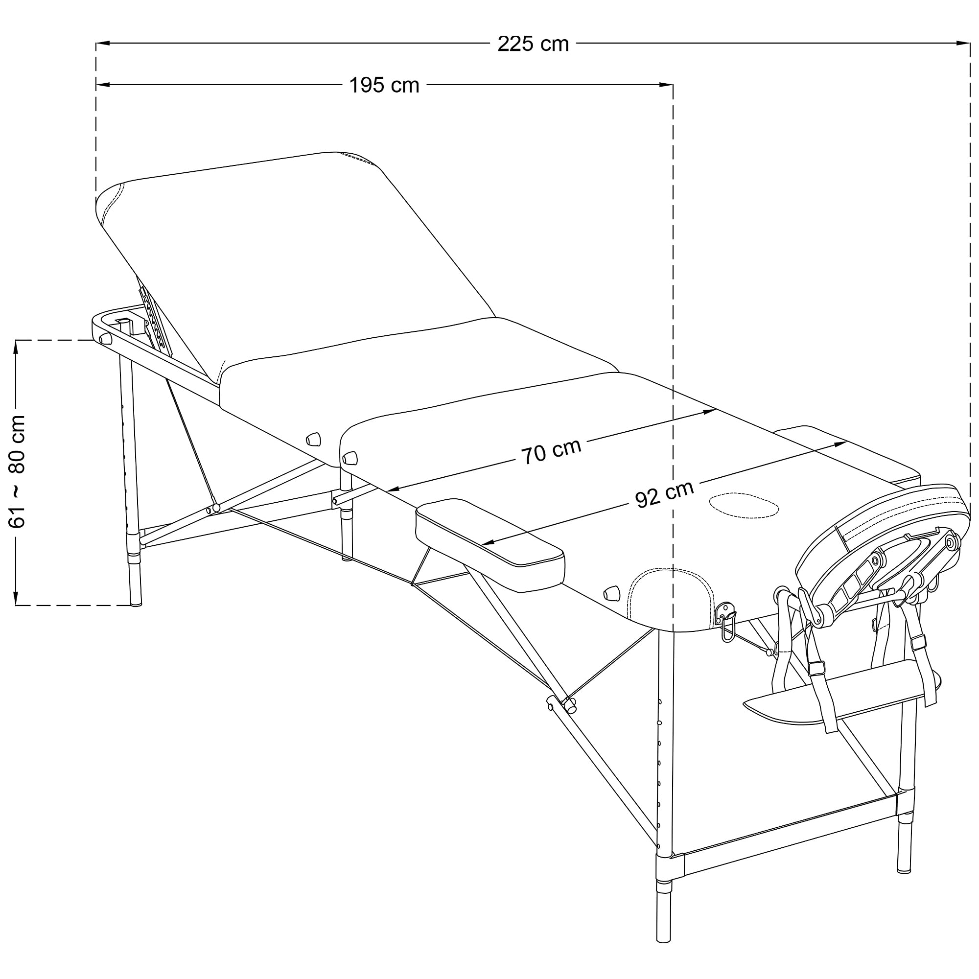 BELTOM® Camilla de Masaje 3 Zonas Aluminio portatil Mesa Cama Banco Plegable masajista - Azul