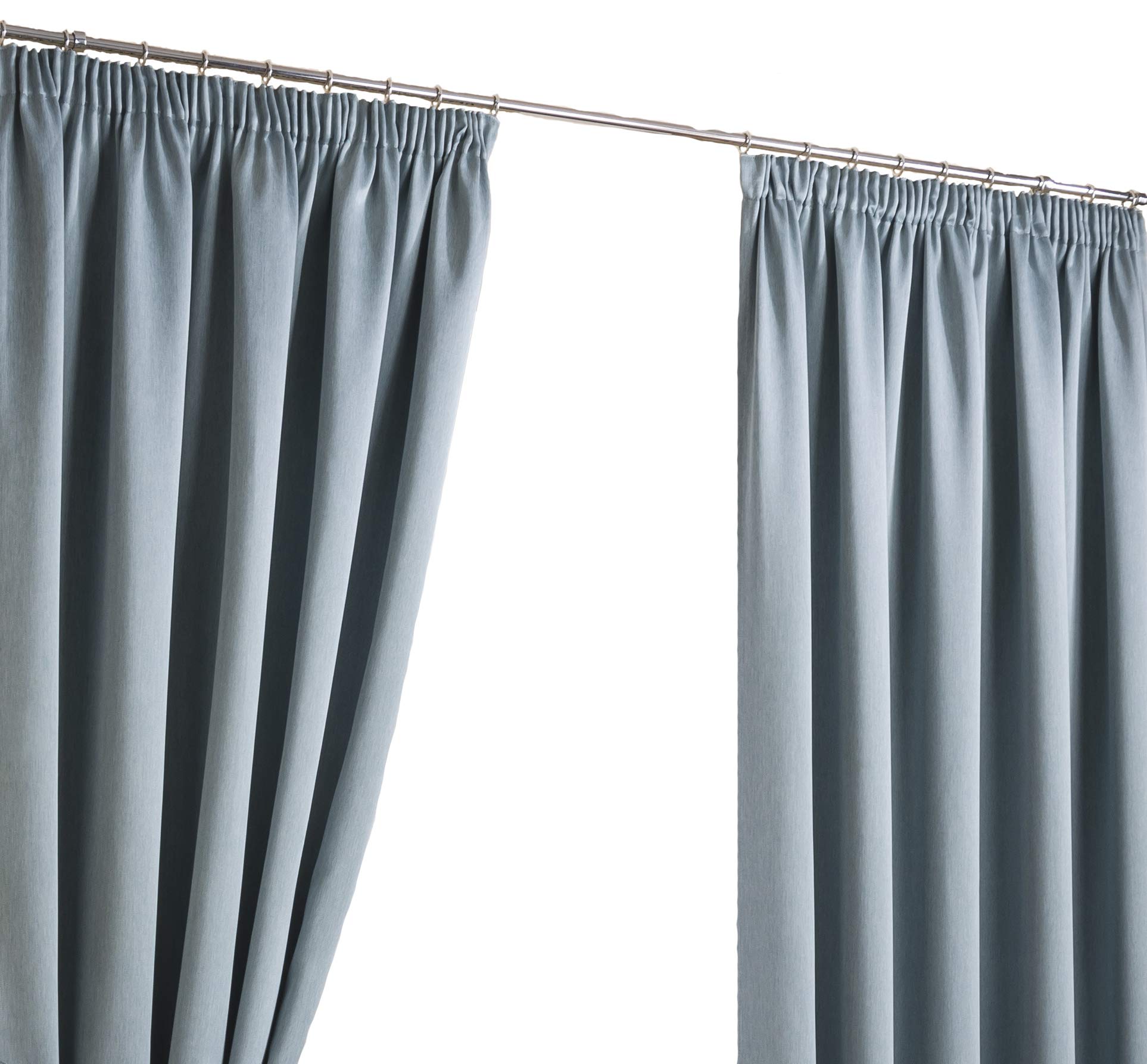 Hamilton Mcbride Duck Egg Sateen Woven Blackout Pencil Pleat/Tape Top Unlined Readymade Curtain Pair 45X90in(114X228cm) Approximately By Hamilton Mcbride®