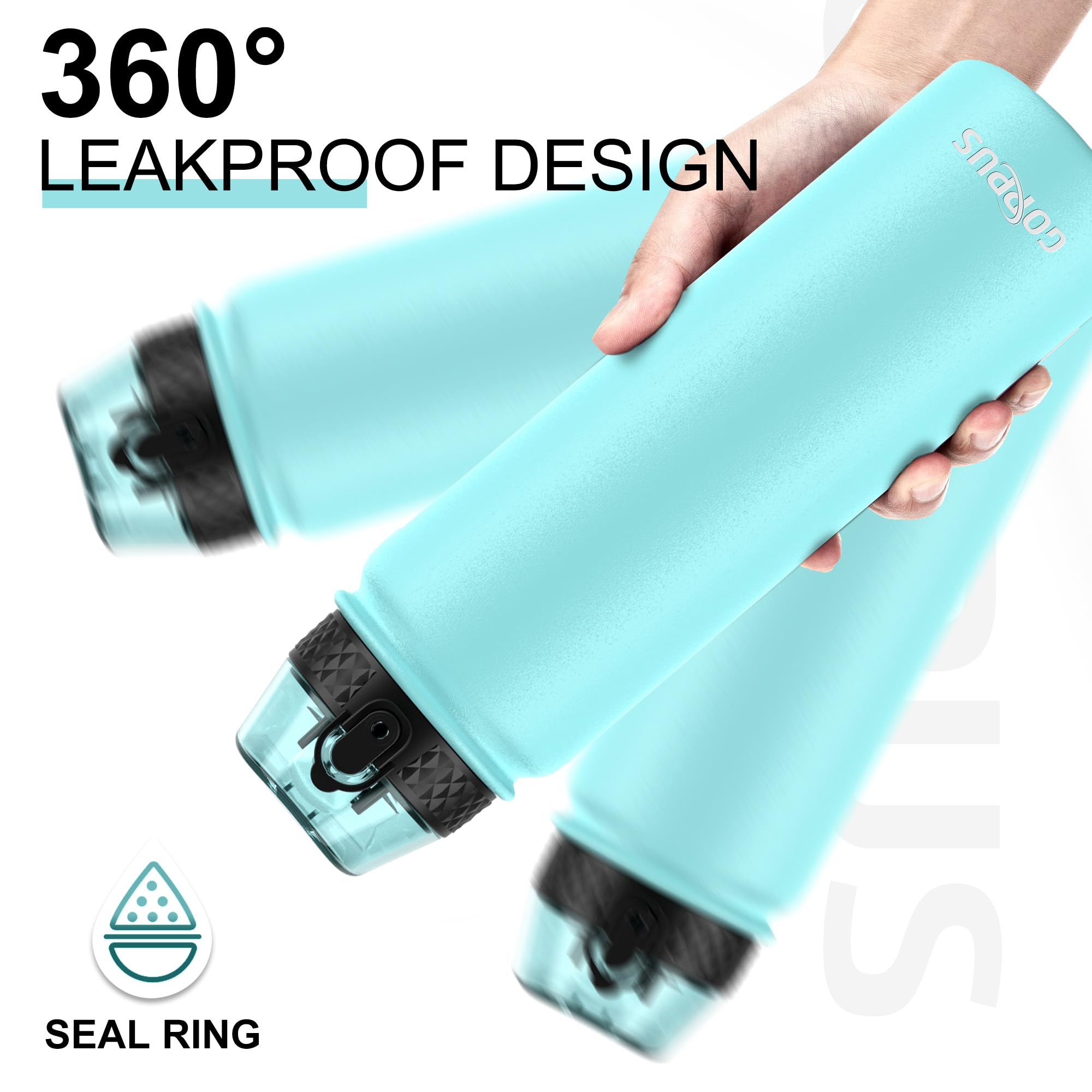 GOPPUS 1L/32oz Stainless Water Bottle with Straw Double Wall Insulated Bottles with Strap Reusable Vacuum Thermal Flask Leakproof Keep Cold Drinks Bottles with Flip Top Lid for Gym Men Women BPA Free - Image 3