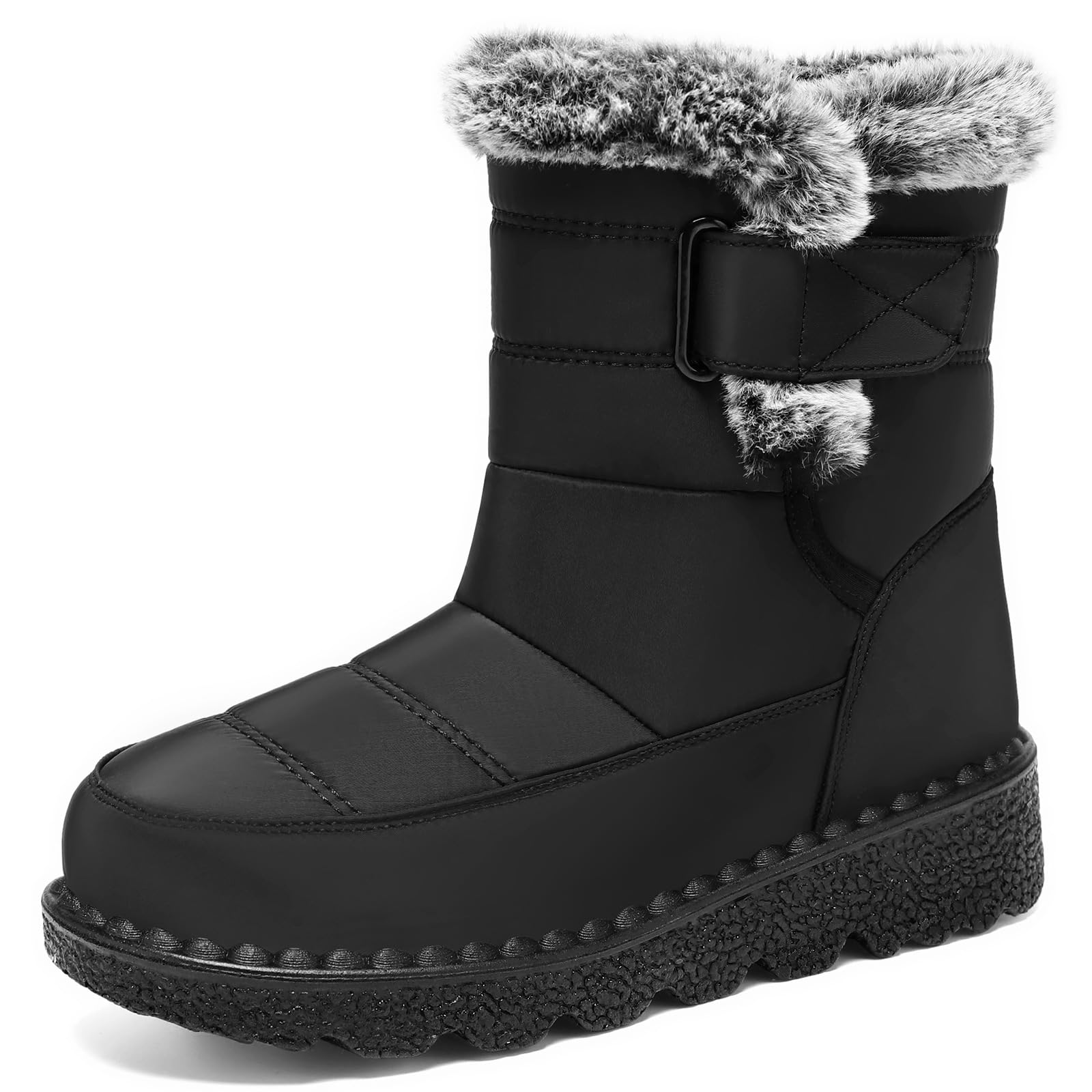 UOQAPRE Womens Warm Snow Boots Waterproof Outdoor Faux Fur Lined Cozy Comfortable Winter Shoes Lightweight Non-slip Ankle Bootie