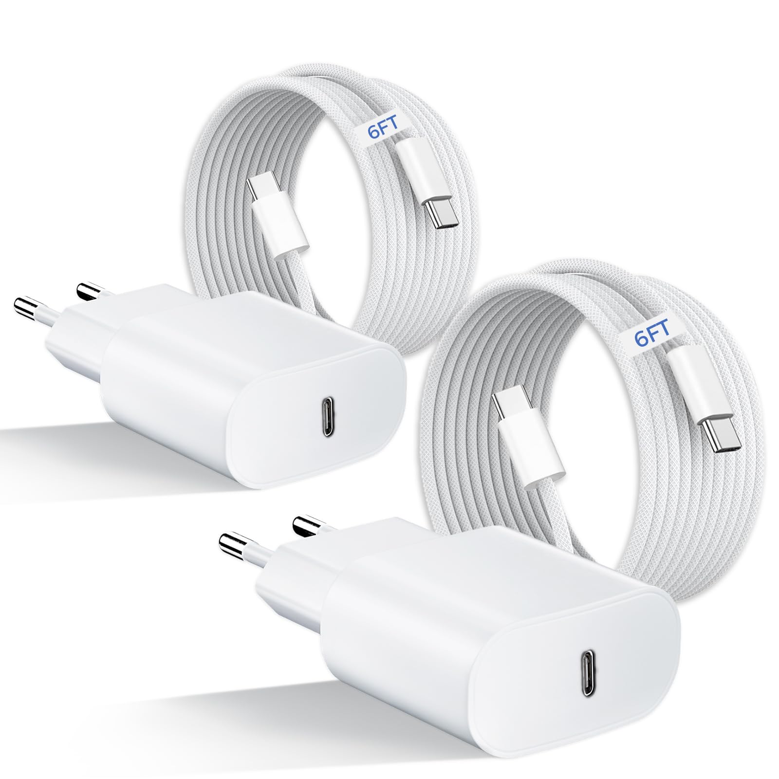 Schnellladegerät für Phone 17/16/16 Pro/16 Pro Max/16 Plus/15/15Pro/15Pro Max/15 Plus/für Pad Pro/Air, 30 W USB C,2 Pack Netzadapter mit 6FT Kabel