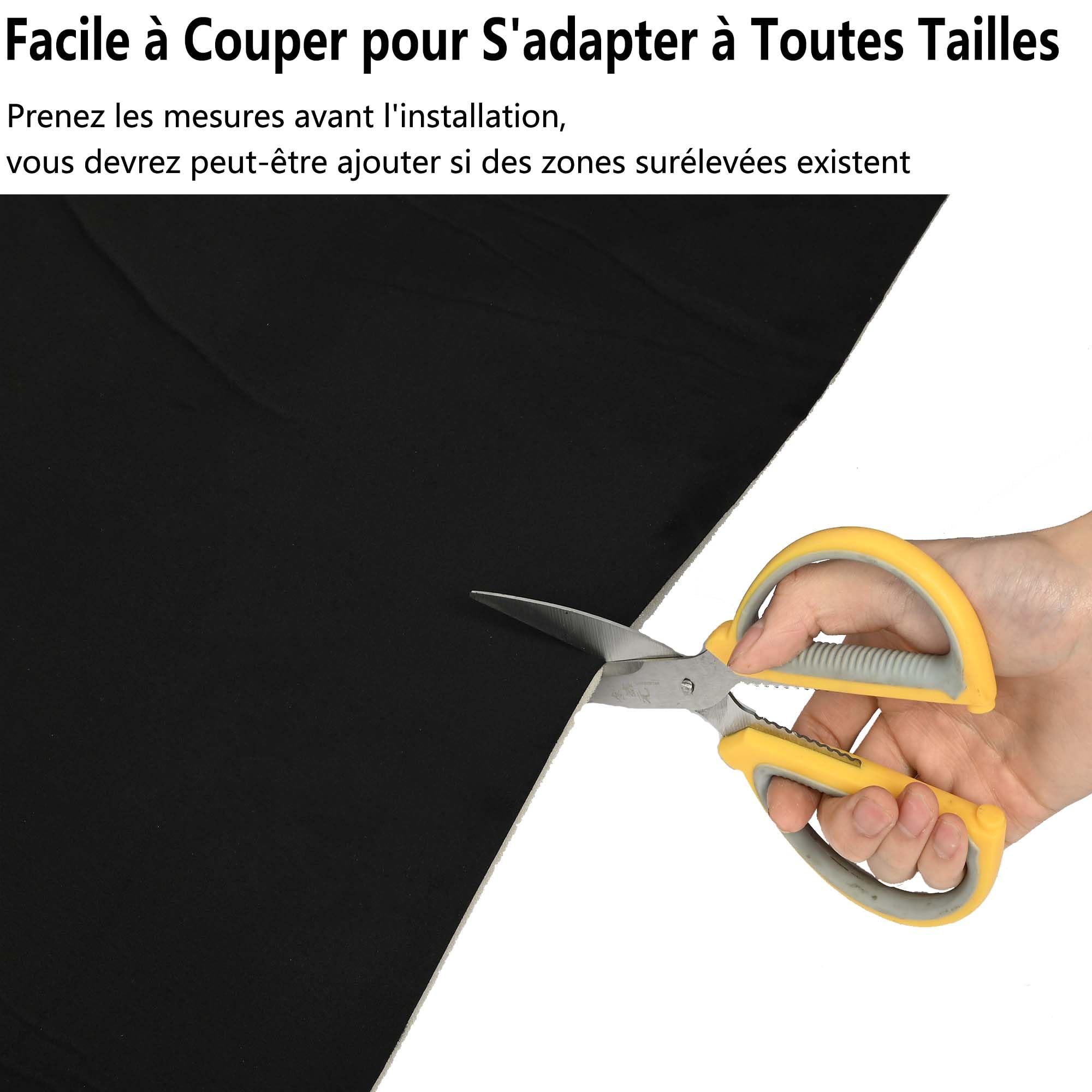 uyoyous Tissu Ciel de Toit Voiture, Rrevêtement Intérieur avec Doublure | en Mousse de 4 mm, Tissu en Daim Noir 150 x 250 cm Tapisser Toit et Porte de Réparation pour Voiture Caravane Bateau