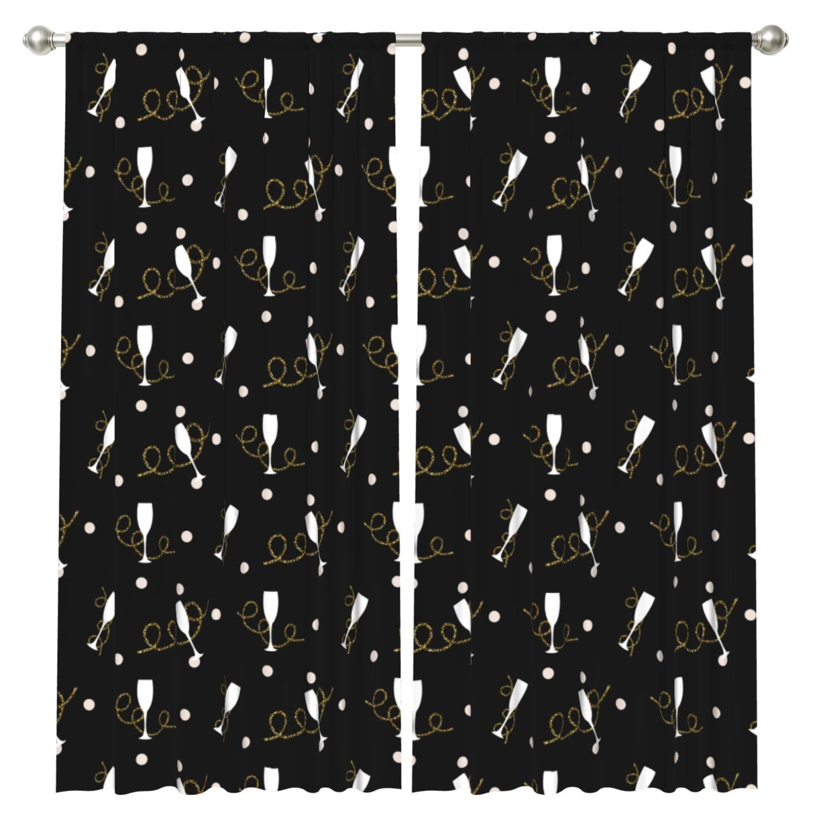 InOmak Gilter Red Wine Glass, 2 Panels Window Curtains 52 x 84 Inch Blackout Curtains for Living Room Bedroom