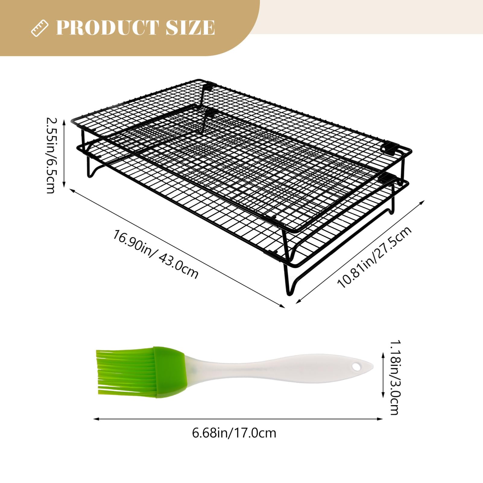 COLLBATH Abkühlgitter für Plätzchen Aus Karbonstahl 2-lagiges Backgitter Klappdesign Zur Einfachen Aufbewahrung Drahtgitter Zum Kochen