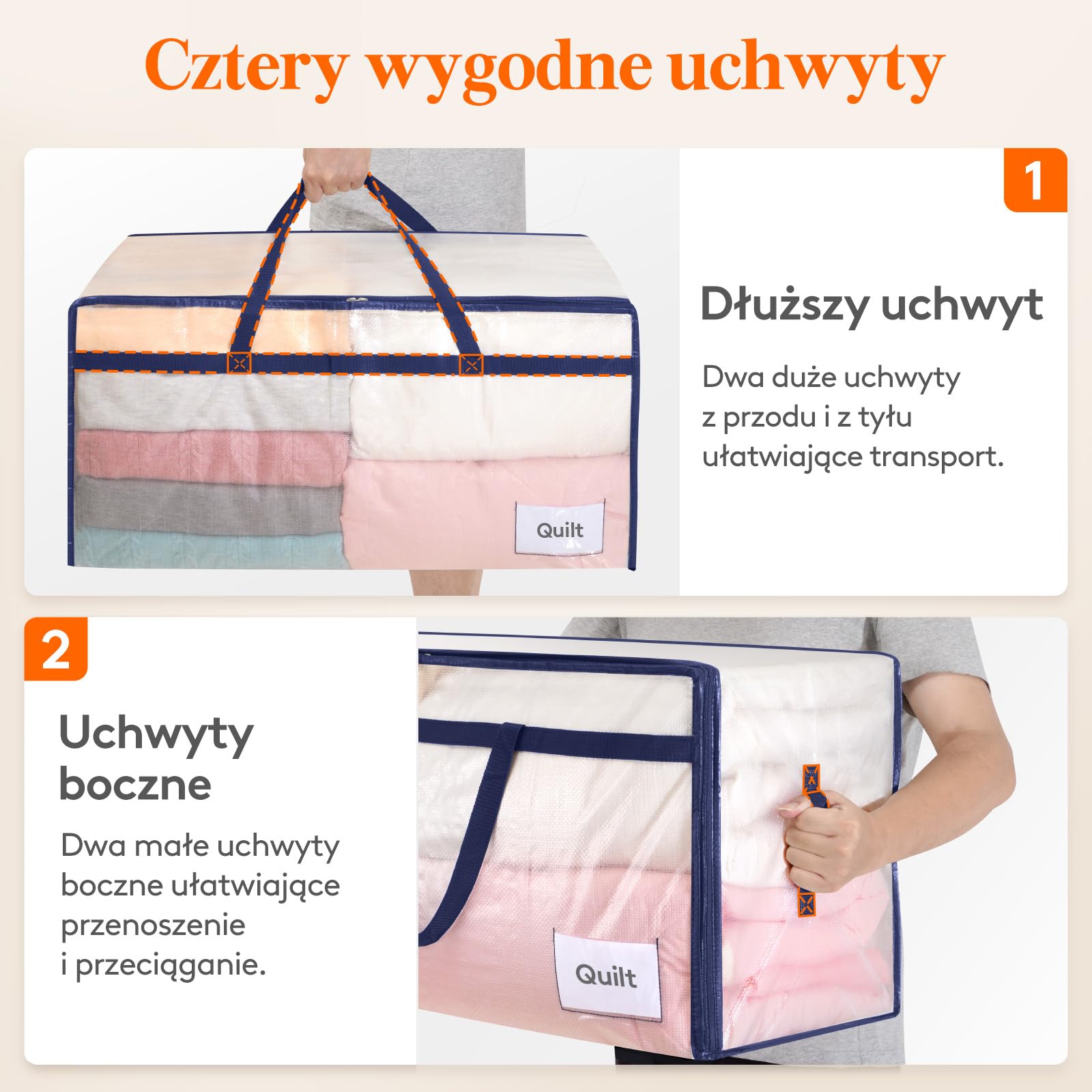 Lifewit Zestaw 6 toreb do przechowywania ubrań 110 L, duże torby przeprowadzkowe z uchwytami, składane pudełka przeprowadzkowe na kołdry, koce, ubrania, przezroczyste