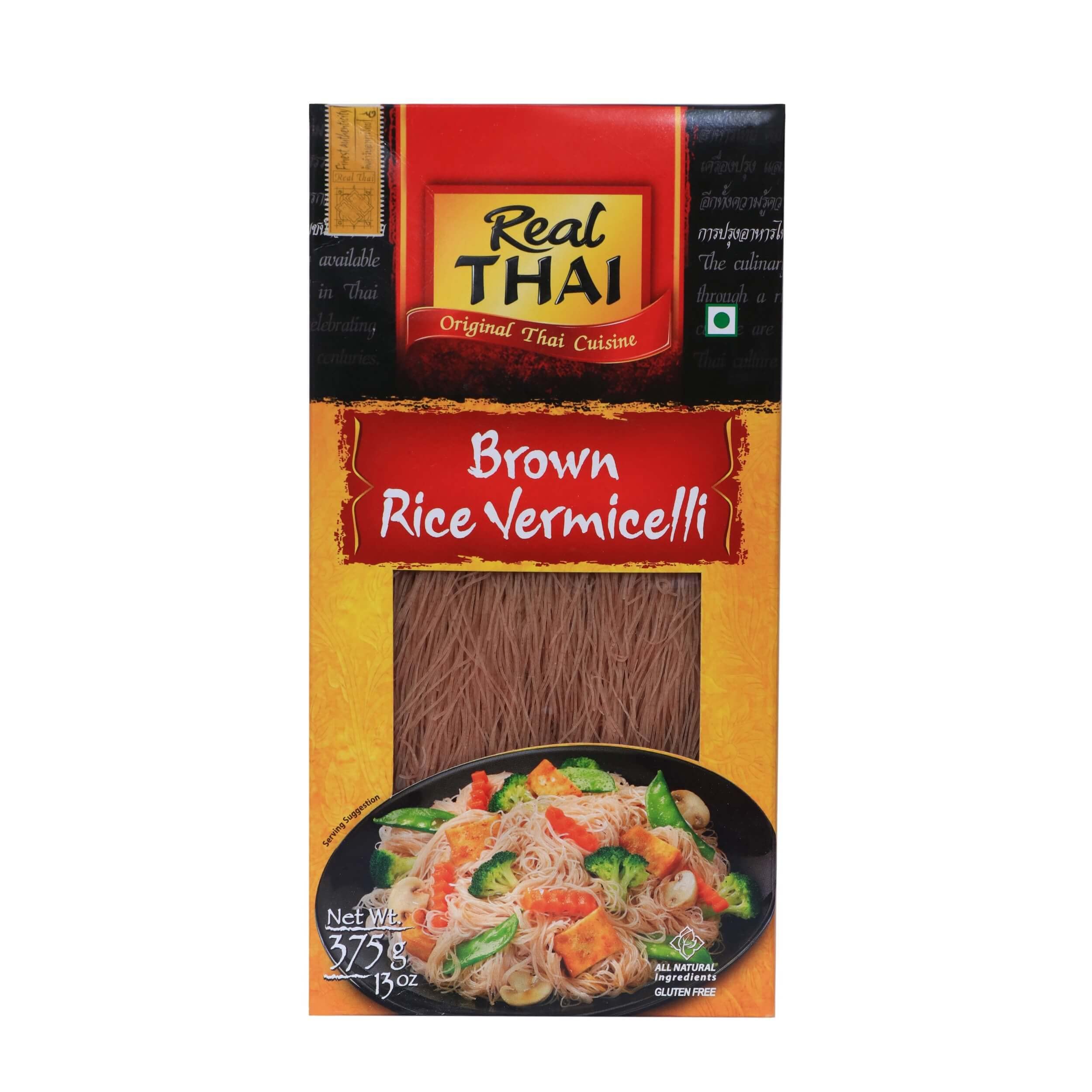 Real THAI Original Thai Cuisine Brown Rice Vermicelli, 13.23 oz ℮ 375 g