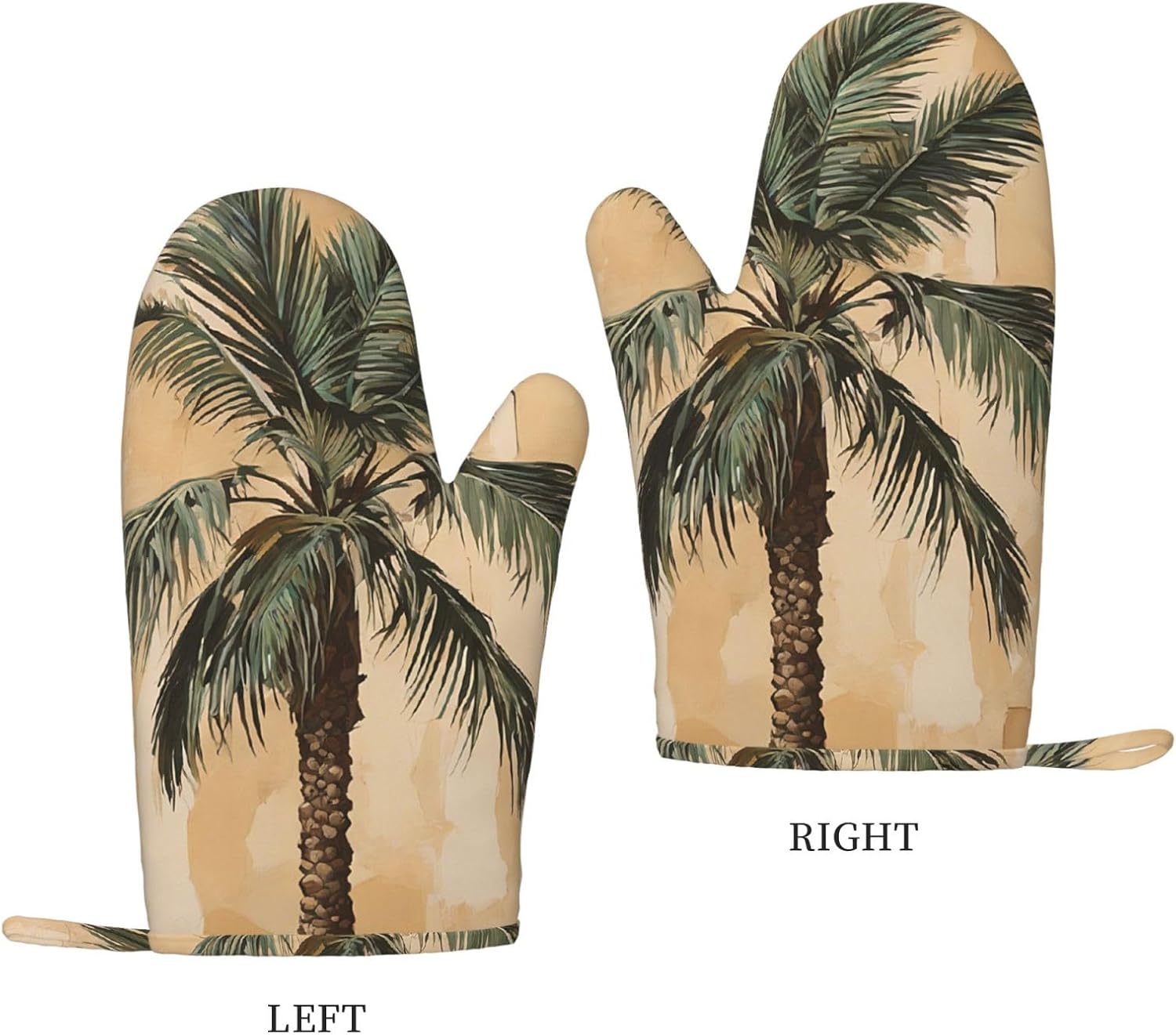 Palm Tree Tropical 4pcs Oven Mitts and Pot Holders Sets for Kitchen, Silicone Oven Gloves Non-Slip Potholders Hot Pads for Baking Cooking