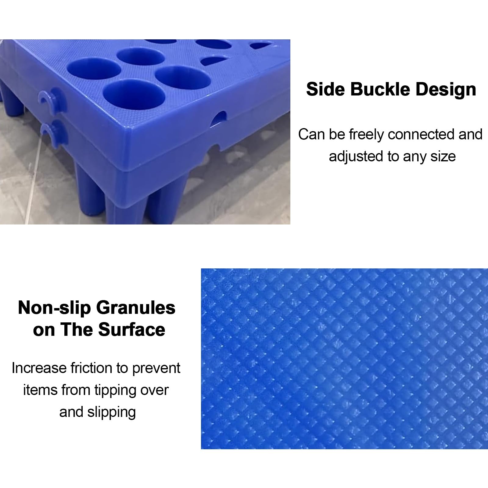 Pallet impilabili in plastica HDPE per cantina, capacità di carico 500 kg, design cavo traspirante, ideale per supermercati e magazzini (blu, 40 x 30 x 10 cm)