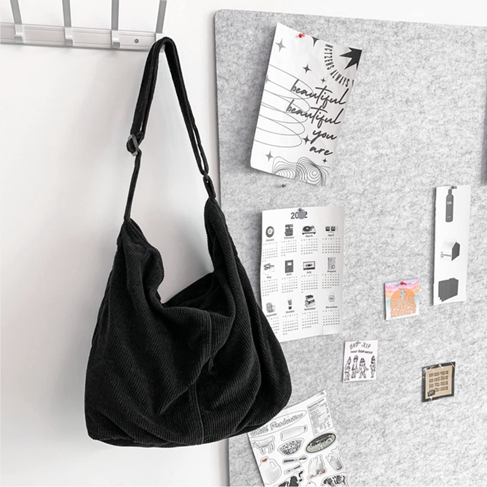 X SIM FITNESSX Sac fourre-tout unisexe décontracté sac à main grand en tissu tendance pour tous les jours, bureau/école/voyage, Noir