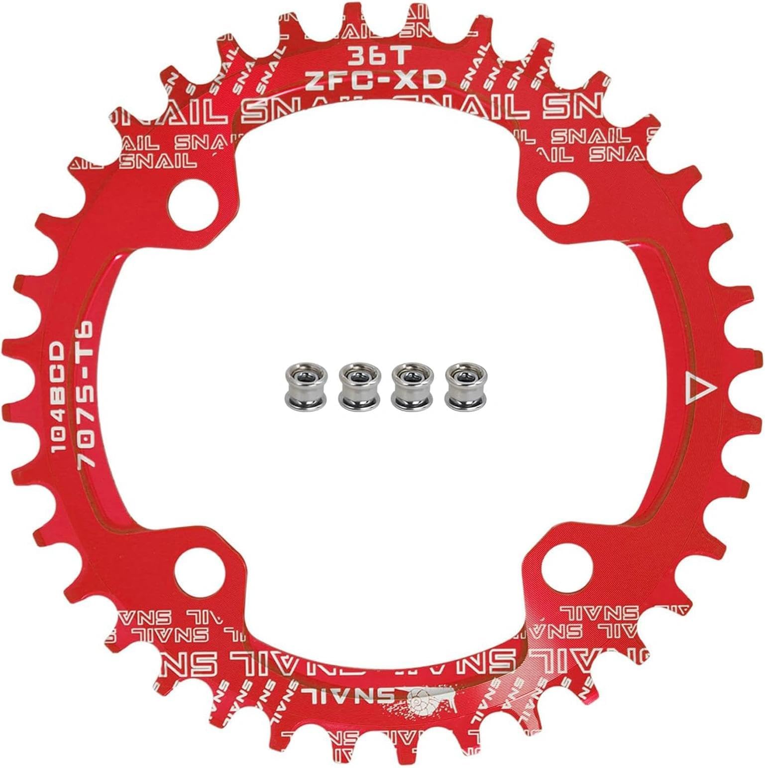 104 BCD Chainring (30-52T) 7-12 Speed Compatible CNC 7075 Aluminum Narrow Wide Tooth Round Oval Chainrings for MTB/Road Bike Ebike Chainwheel Black/Red