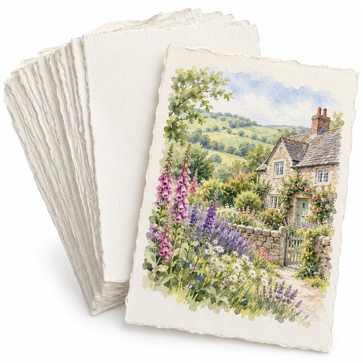 50 Sheets A4 Watercolour Paper, 160 GSM Textured Deckled Edge for Crafts