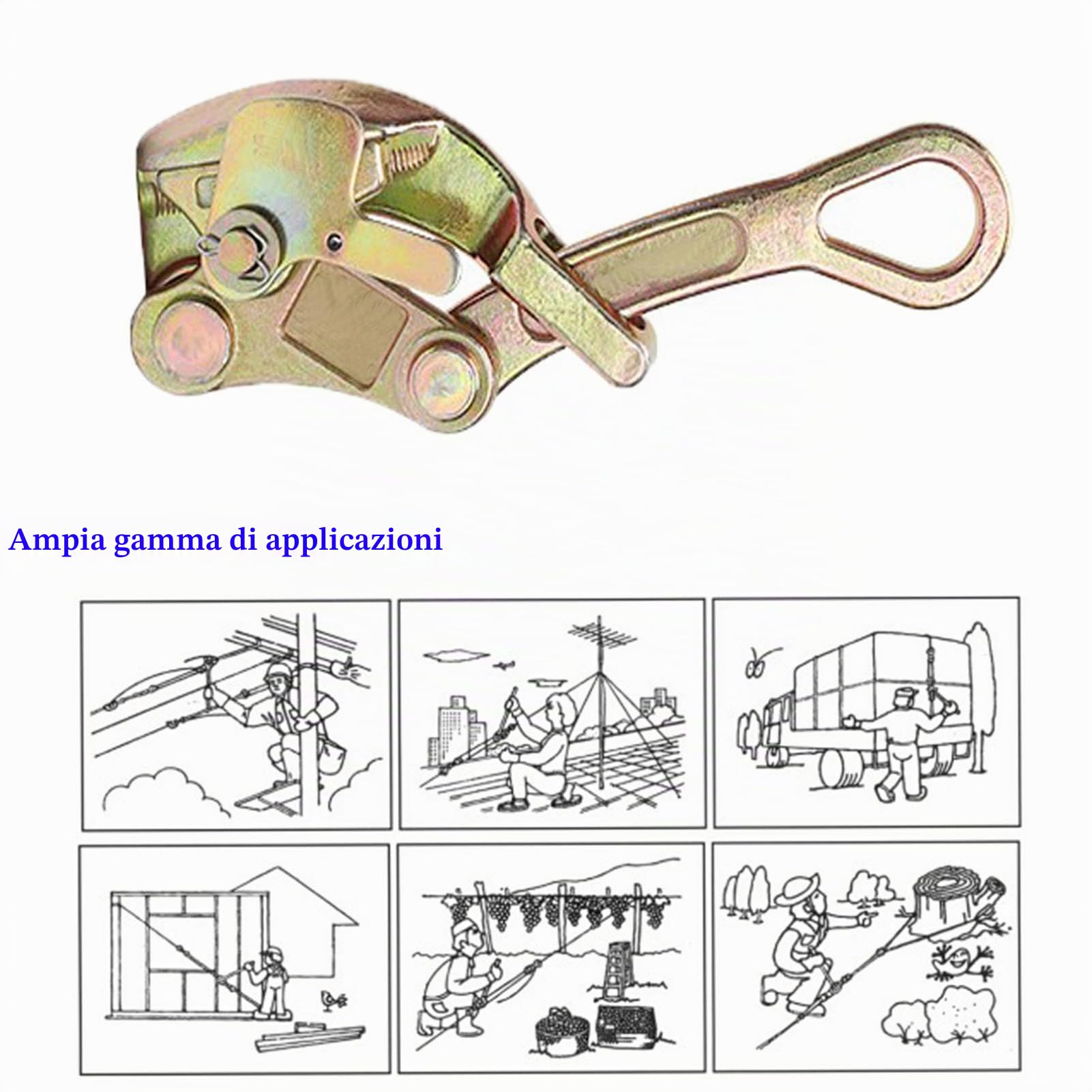 Wogoboo Pinza per cavi in acciaio per cavi metallici, trazione di 1 tonnellata
