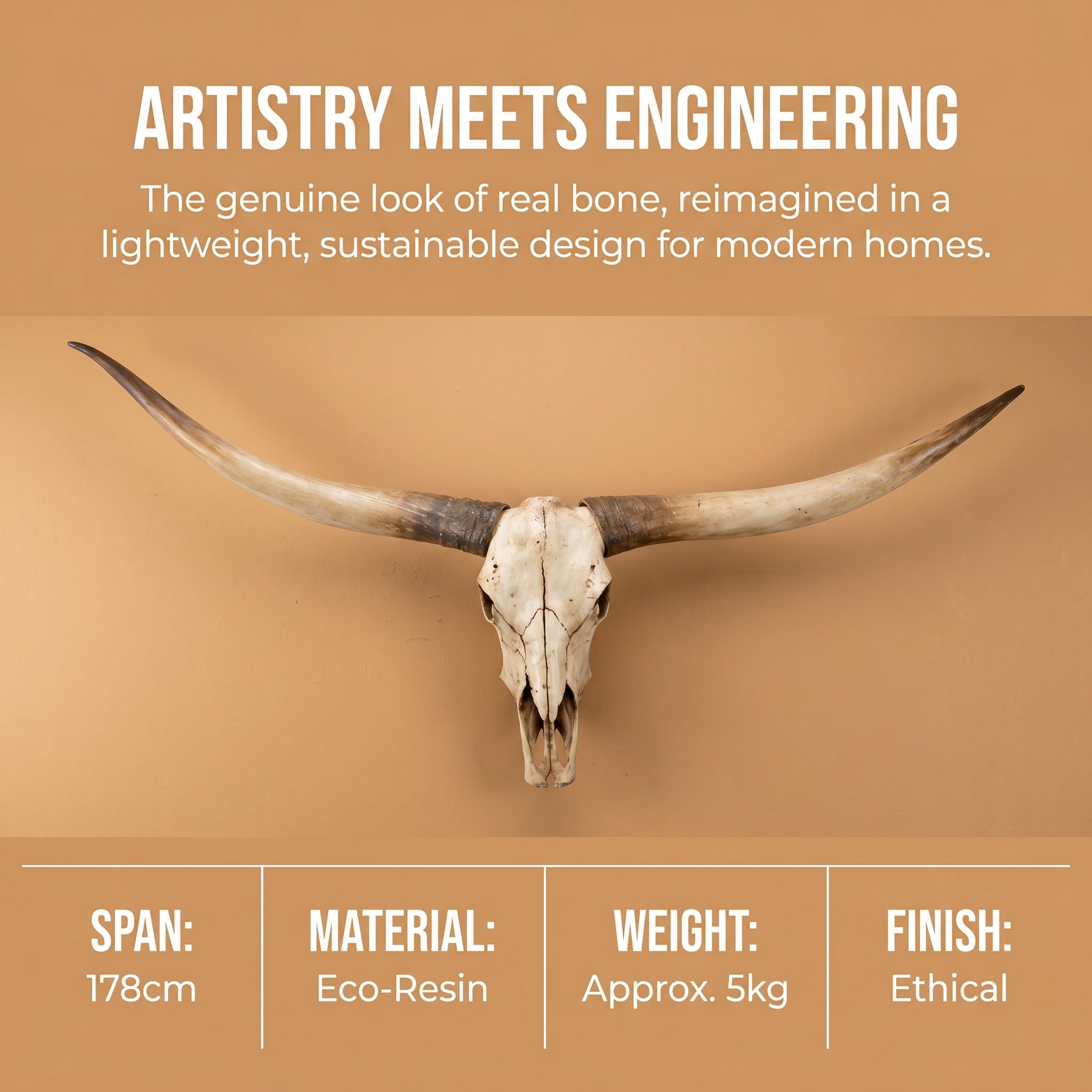 Decoración de Pared: Cráneo de Longhorn de 70 Pulgadas