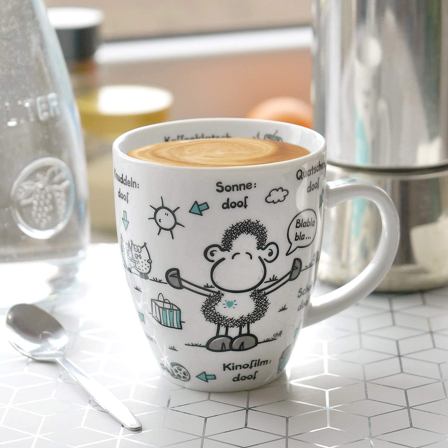 Sheepworld Mug with Motif Ohne Lieblingsmensch ist alles doof | Porcelain, 45 cl | Mug for Coffee and Tea, Cup with Saying | 46508