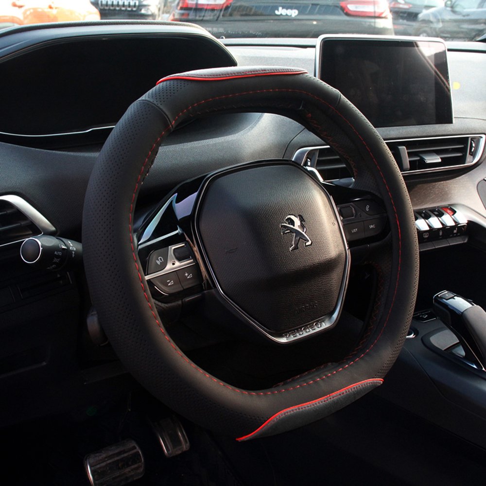 FMS PU Pelle Coprivolante Copertura Volante Copri Volante Auto Automotive Interni Accessori-resistente, Traspirante, Anti-scivolo, Inodore