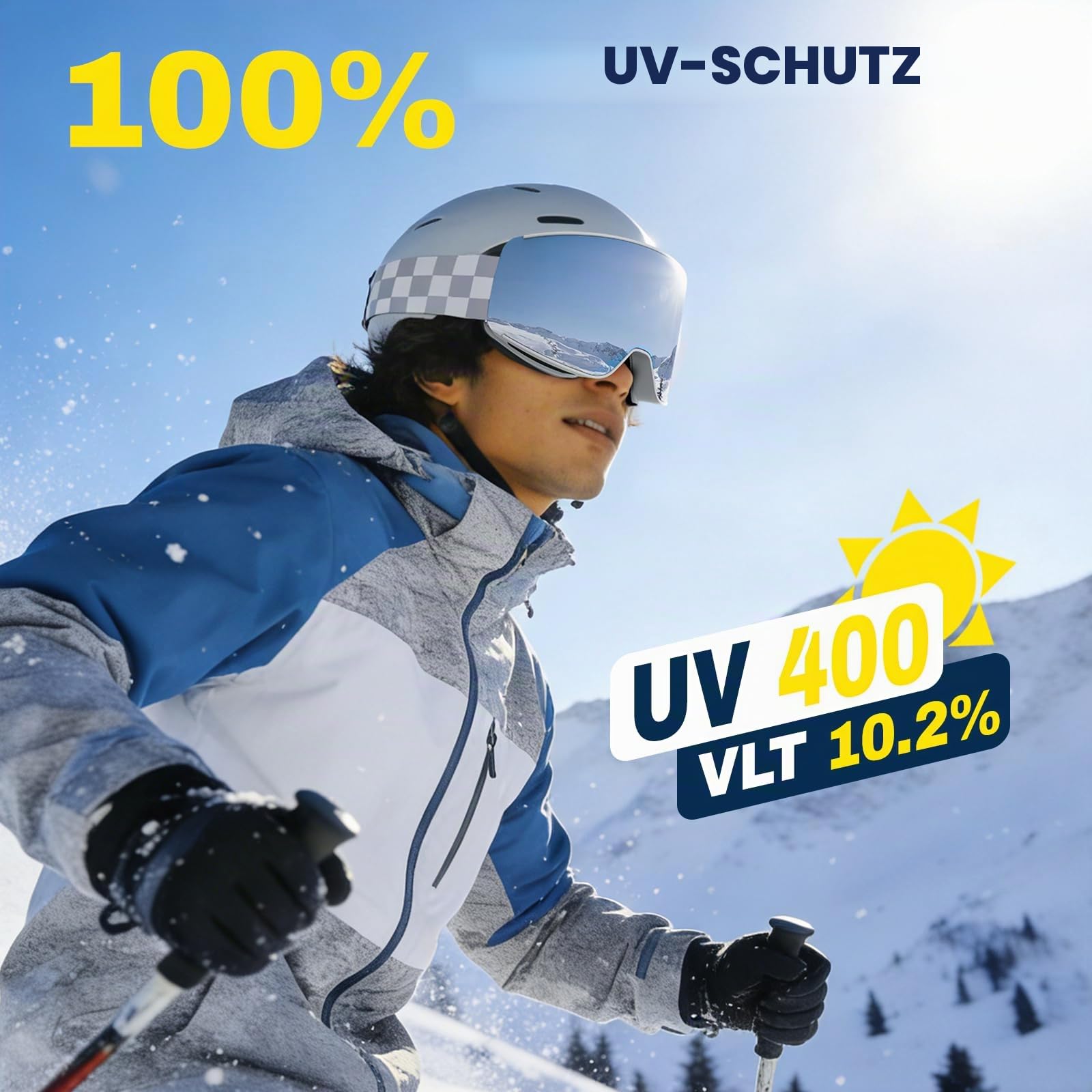 Skibrille OTG, Skibrille Snowboardbrille für Damen und Herren mit 2 Magnetische Wechselglas, Anti-Nebel Snowboard Brille Ski Goggles UV-Schutz für Herren Damen Teenager, Ski & Snowboard
