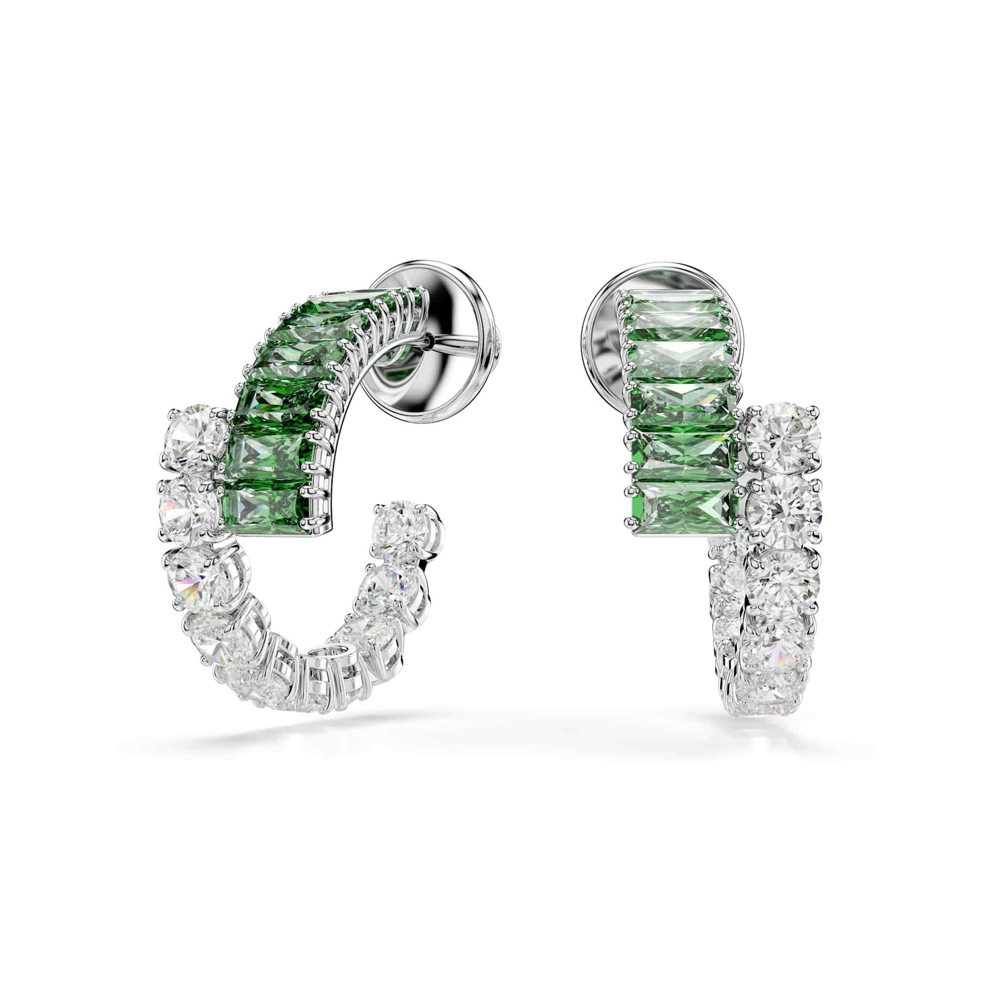 

                                                    Swarovski Matrix hoop earrings, Mixed cuts, Green,