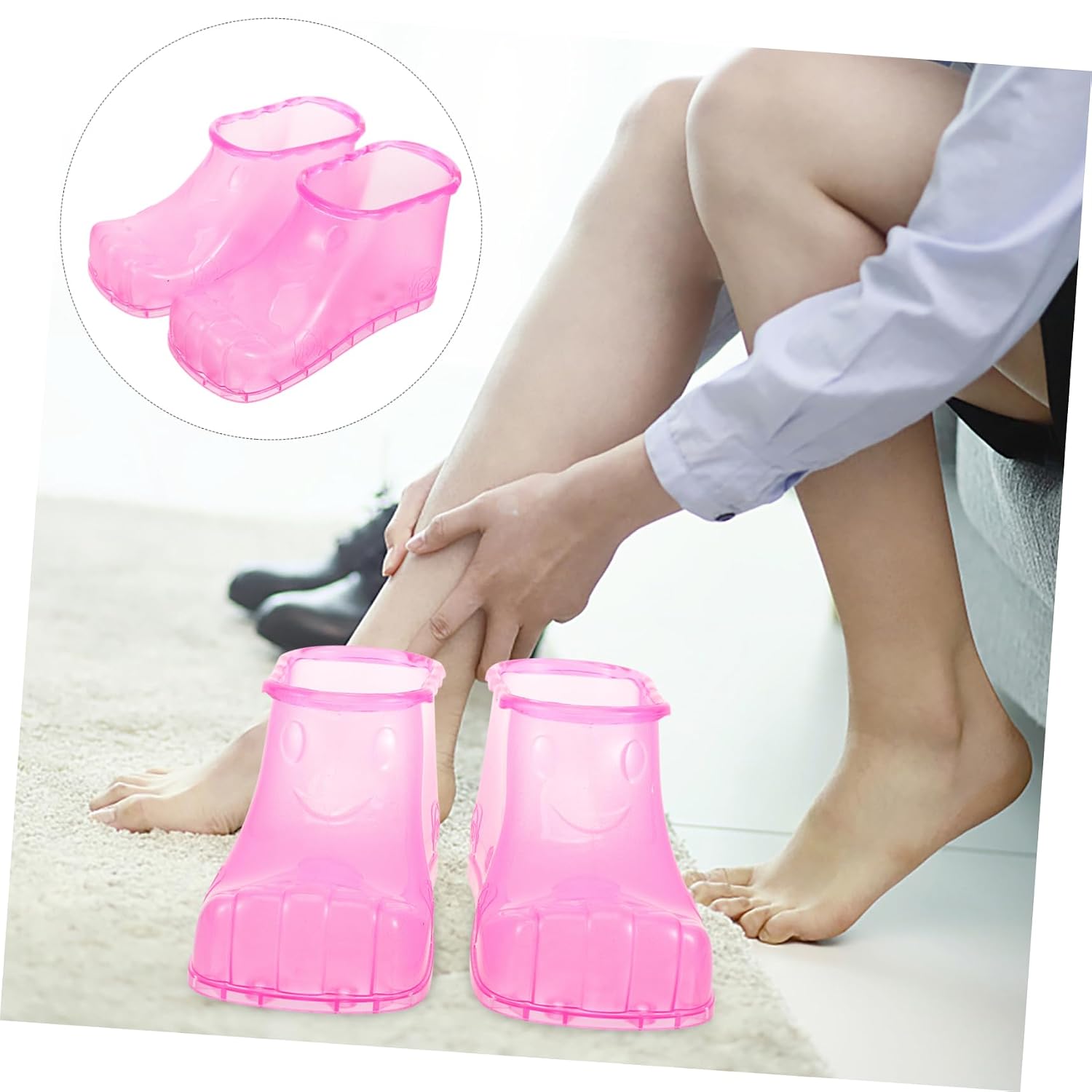 1pair Massage Foot Bath Shoes Foot Soak Tub Shoes for Relaxation and Blood Circulation for Home Use Fits Small Red