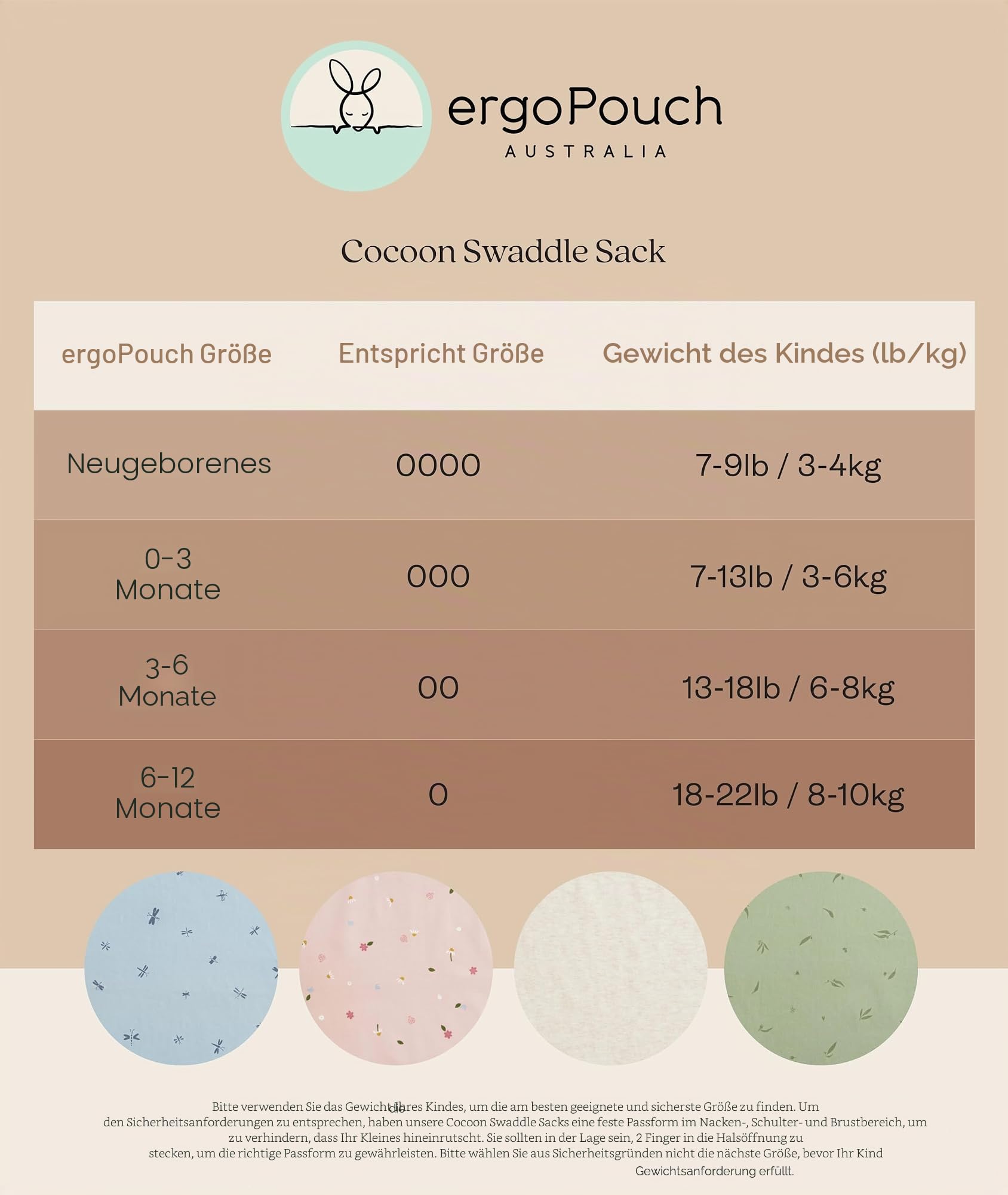 ergoPouch Cocoon Swaddle Sack 0,2 TOG - Babyschlafsack, sanfter Passsitz hilft beim Beruhigen des Schreckreflexes, ideal für das Schlafen mit herein/heraus gestreckten Armen, weicher atmungsaktiver