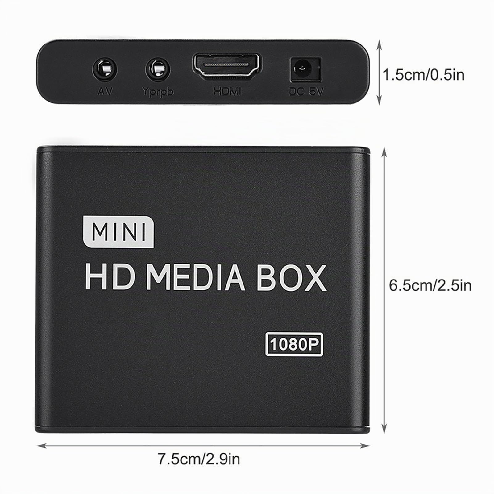 Tonysa Full HD Mini Box Media Player 1080P avec Sortie HDMI, Prise en Charge du Lecteur Multimédia Numérique Ultra HDMI USB MMC RMVB, Noir
