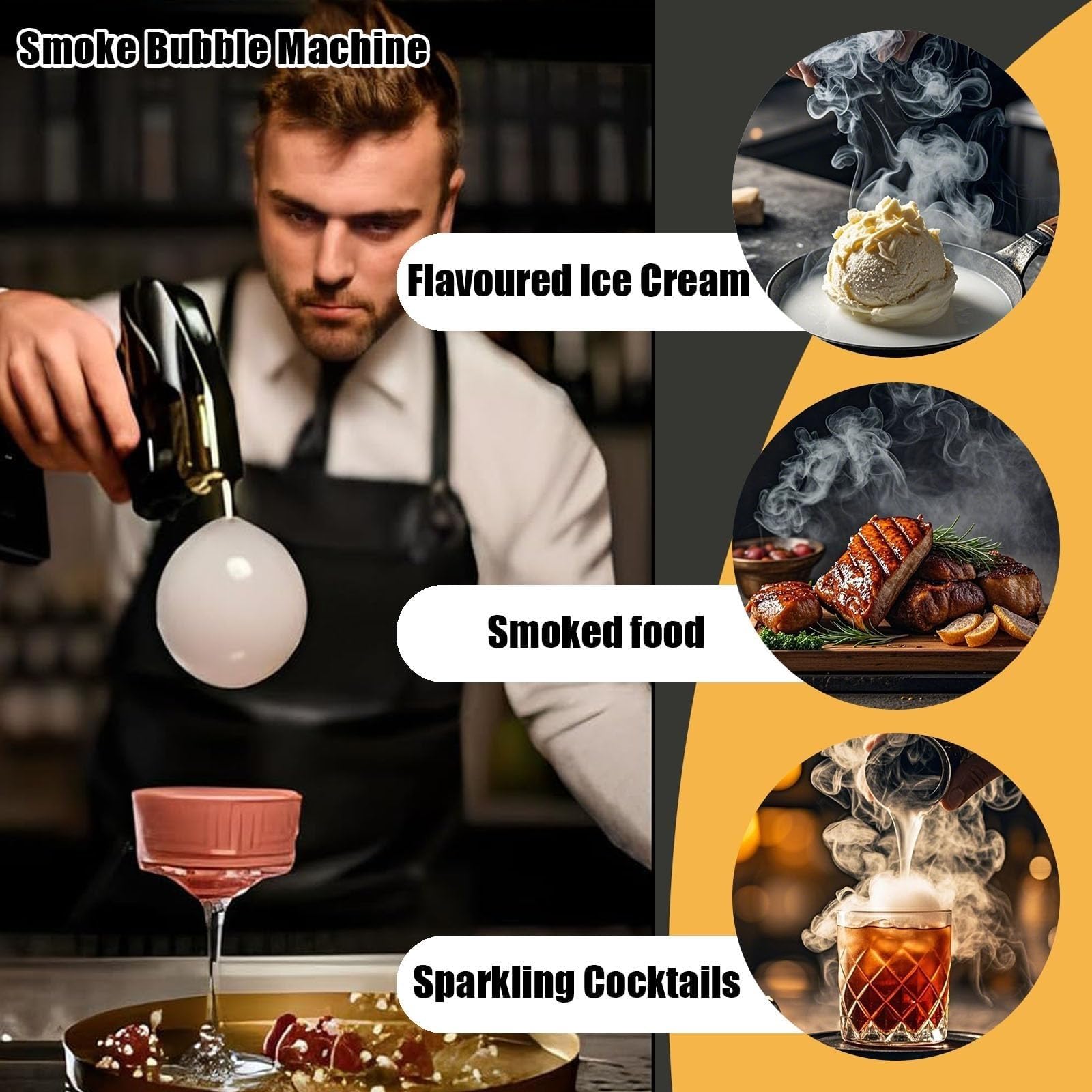 300 ml płynu do baniek mydlanych i 5 smaków pistoletu do baniek dymnych, infuzora dymu, akcesoria do maszyn do baniek Molecular Cuisine