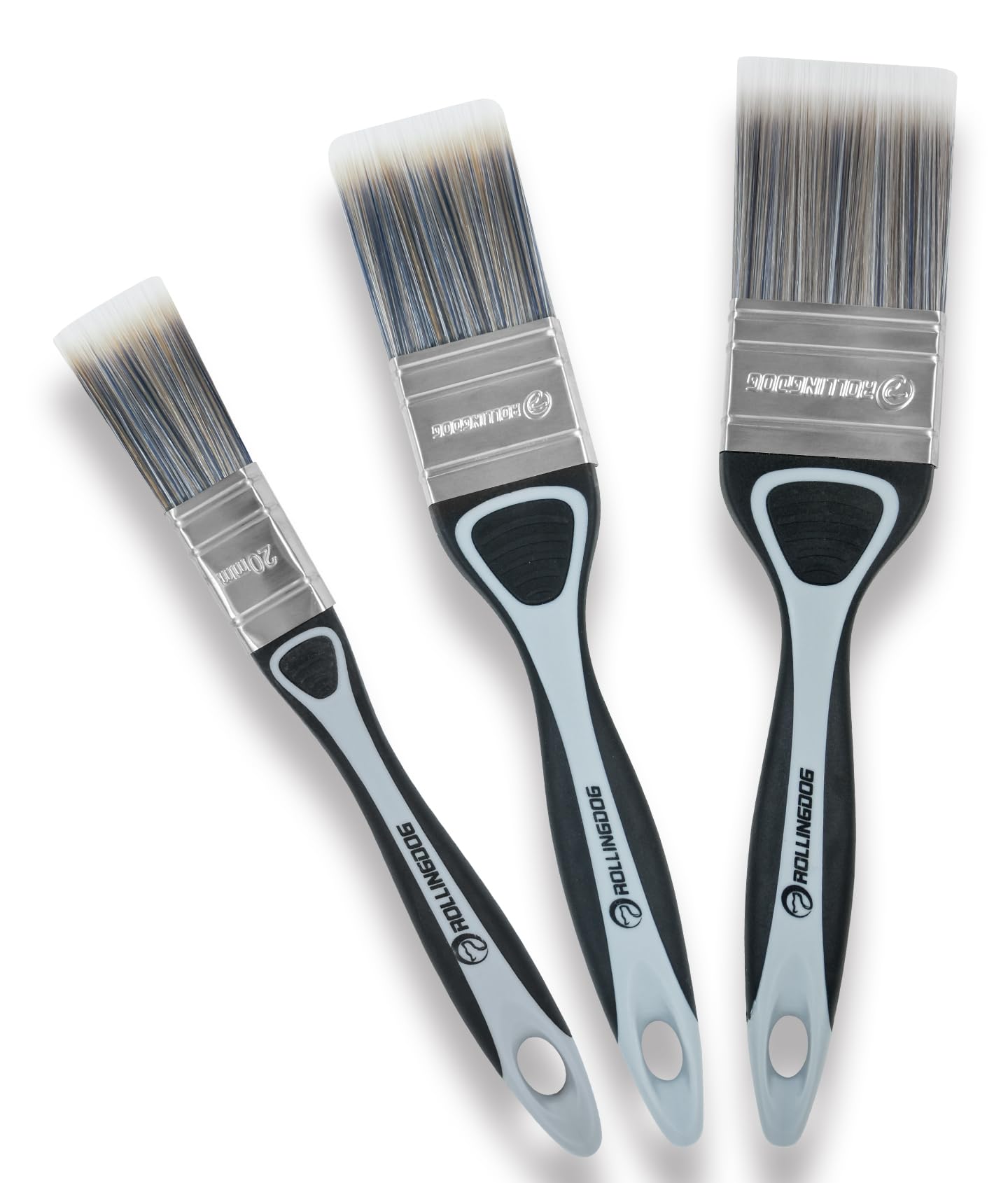 Rollingdog 3Pc Stiff Filament Paint Brushes Decorating Set- For Wall Paint, Diy Detail Painting (3 Pc Pack, 20Mm, 40Mm, 50Mm) Size 3