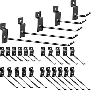 50 Pack Black Metal Slatwall Hooks Slatwall Accessories Slot Board Hooks Panel Hooks Slat Wall Hanging Hooks for Garage Shop Retail Display, Black, 10 of Each, 2", 4", 6", 8" and 10" Hooks