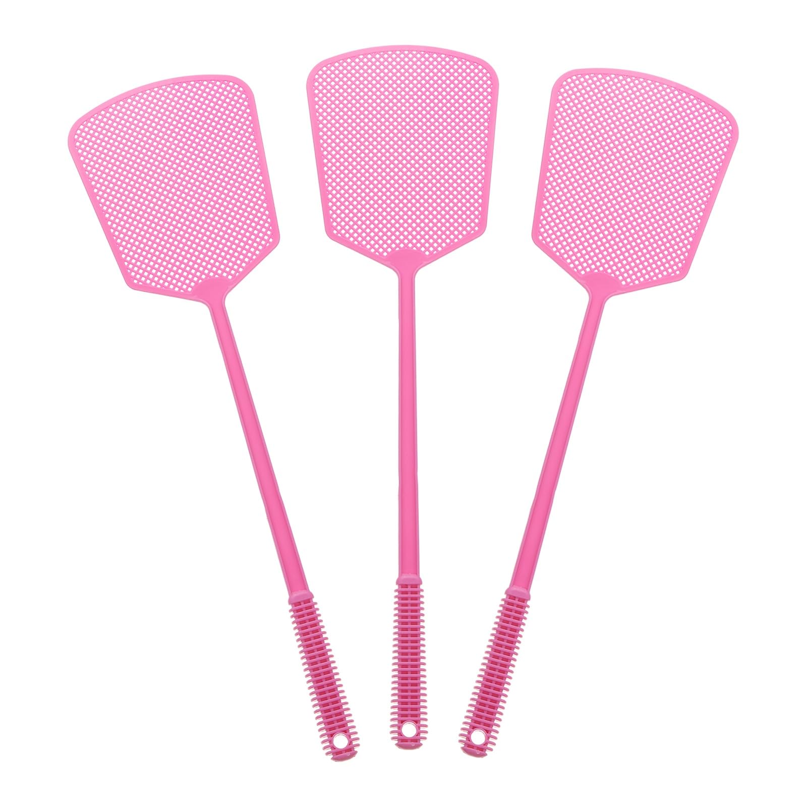 sourcing map 3pcs Fly Swatter 6.4"x5.3" Plastic Manual Heavy Duty Long Handle Fly Swatter for Home Indoor Outdoor, Pink