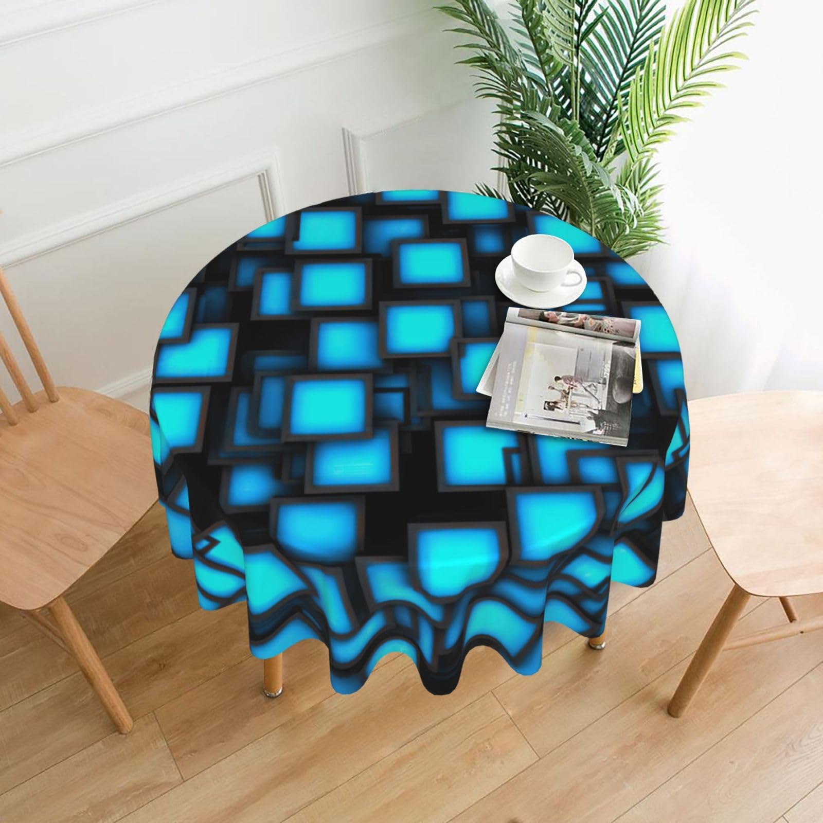 SDEGTHO Cool Backgrounds Print Modern Retro Round Tablecloth 60in Polyester Fabric Cover for Party Dining Table Washable