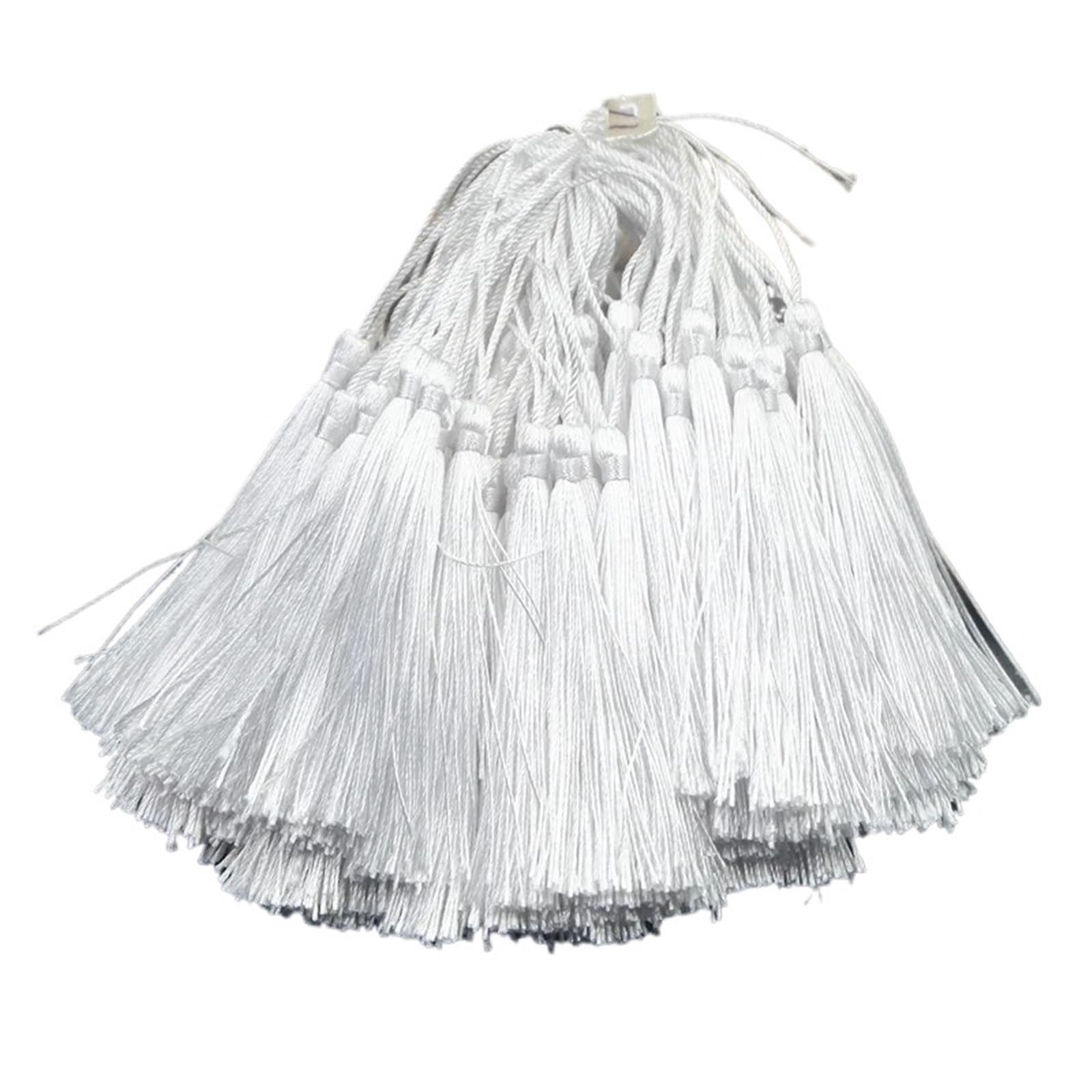 Mini Tassels 300pcs/lot 13cm Tassel Silk Fringe Silky Floss Bookmark Tassels Mini Tassels For DIY Craft Jewelry Making Souvenir Bookmarks for Crafts(26 White)