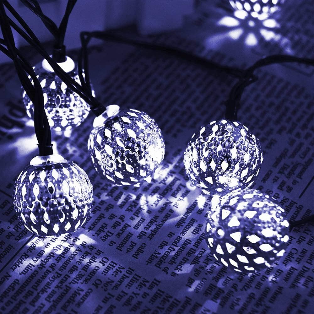 Solar String Lights Outdoor, 12m 100LED Garden Lights Solar Fairy Lights 8 Modes Waterproof Lighting for Outdoor Garden Party Christmas Decorations (White)