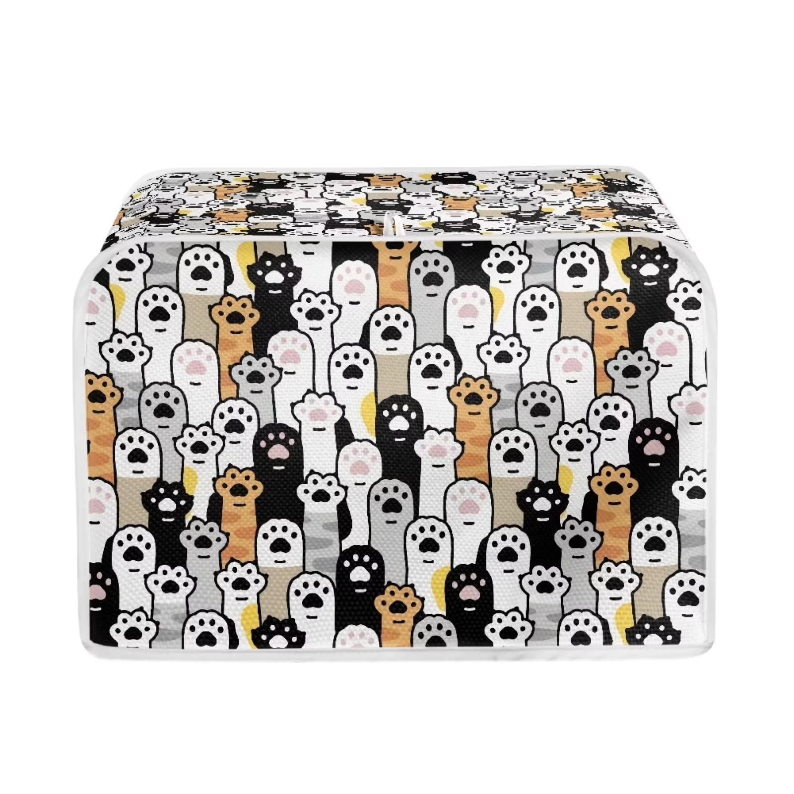 Xoenoiee Cats Paws Pattern Toaster Cover 2 Slice Wide Slot Small Appliance Covers Machine Washable Kitchen Decor Accessories Toaster Oven Cover, S