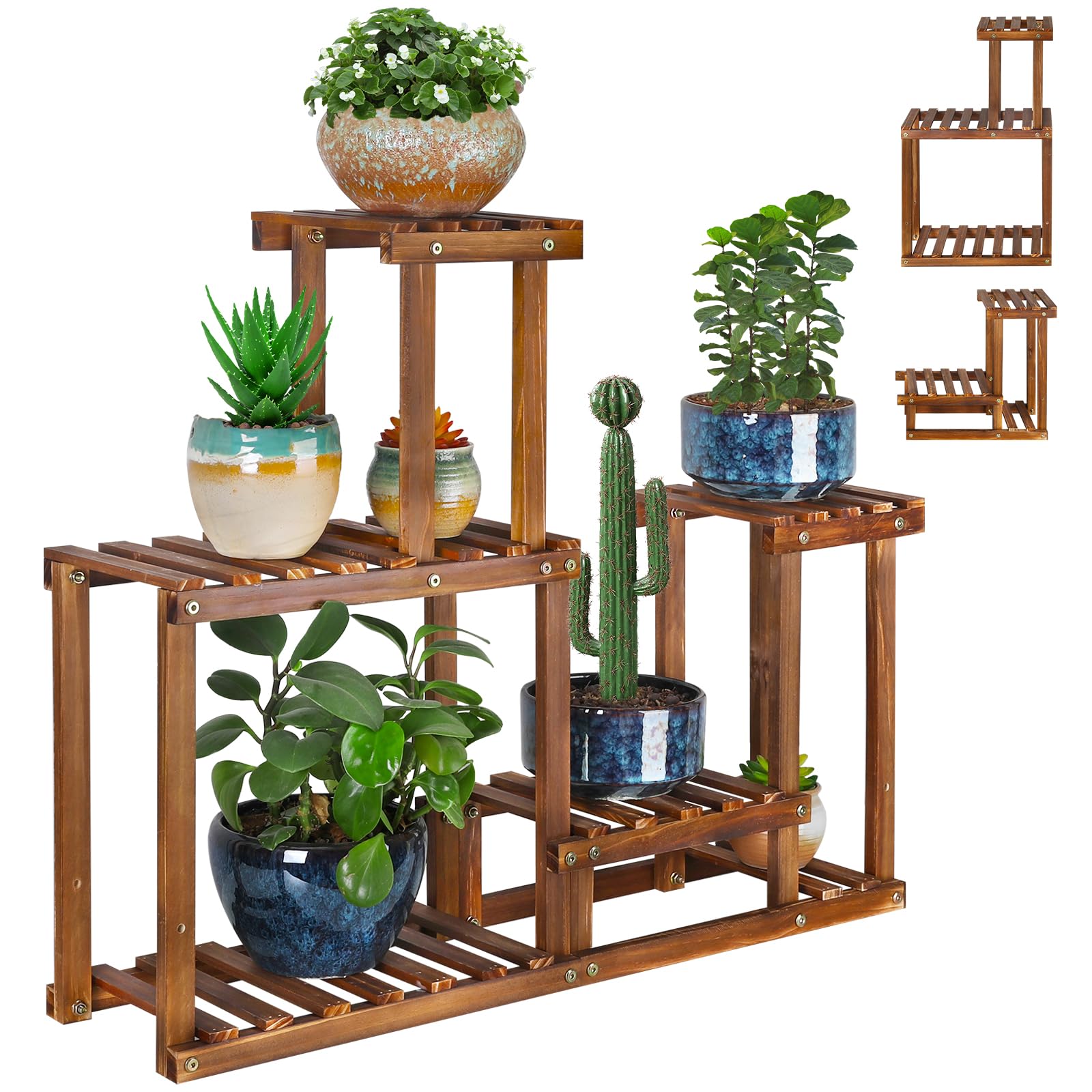 COOGOU Plant Stand for multiple Plants Stands Indoor Outdoor Flower Pot Stand 5 Tiers Flower Shelf Rack Plants Stands for Patio Balcony Living Room （