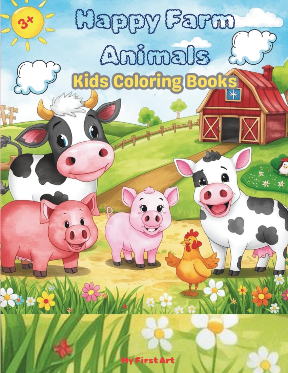 Happy Farm Animals Kids coloring book: Kids coloring book